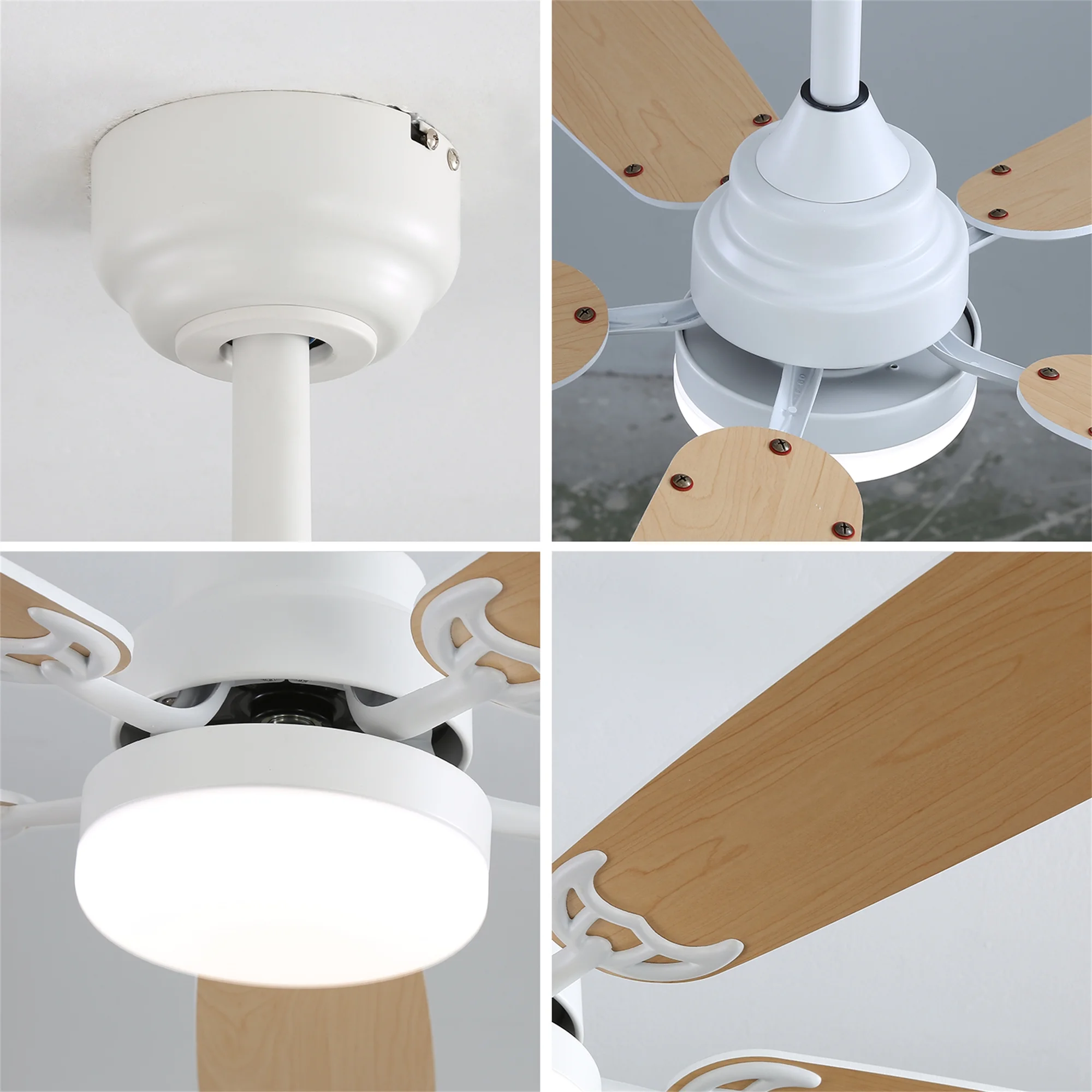 52' Modern Ceiling Fan with 3CCT Light and Remote Control Quiet Reversible DC Motor with 6-Blade for Patios Bedroom Farmhouse