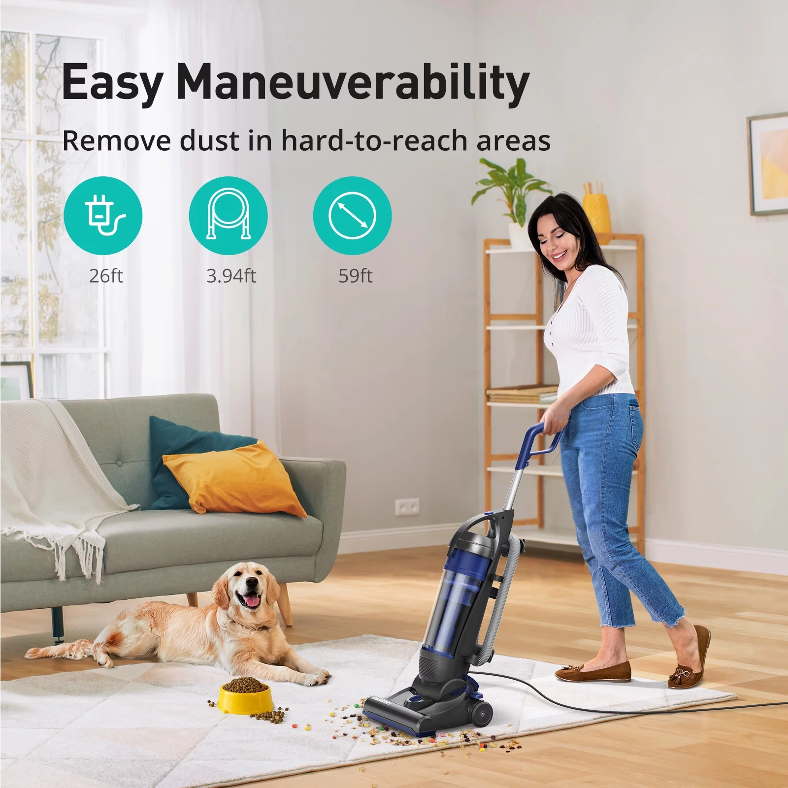 Aspiron Bagless Upright Vacuum Cleaner, 25Kpa, with Crevice Tool, Extension Wand, 3L Dust Cup, New