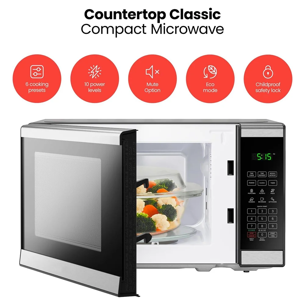 Countertop Microwave Oven 0.7 Cu. Ft. w/6 Presets & Mute Option, Memory Function