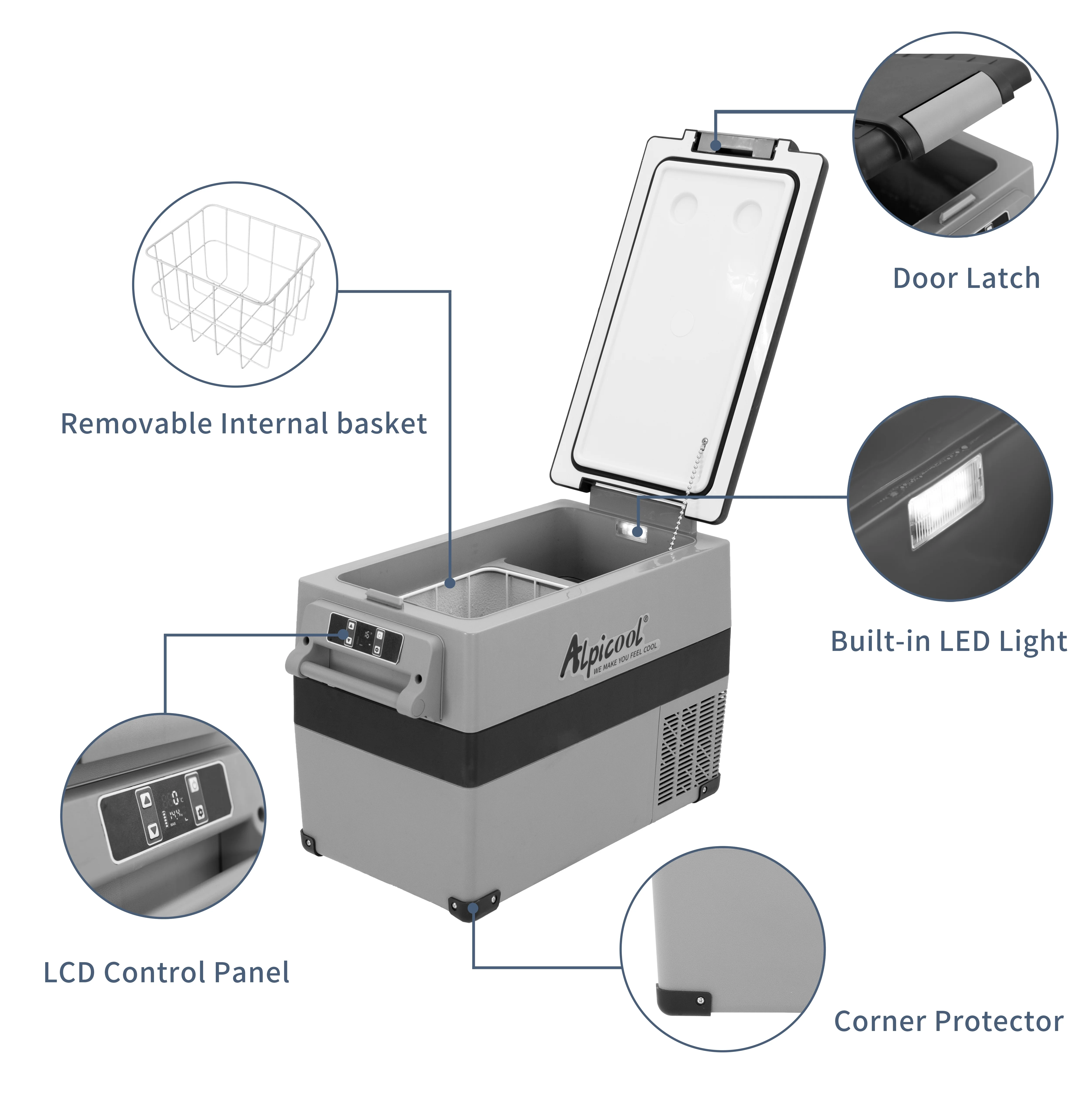 Alpicool CF45 Portable Refrigerator 12 Volt Car Freezer 48 Quart(45 Liter) Vehicle, Car, Truck, RV, Boat, Mini fridge freezer for Driving, Travel, Fishing, Outdoor and Home -4��F to 68��F