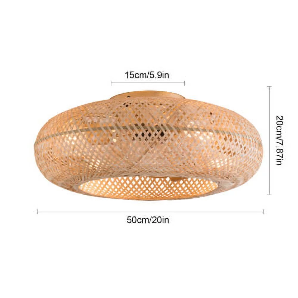 20' Farmhouse Ceiling Fan Light Woven Rattan Cage Fan Chandelier +Remote Bedroom