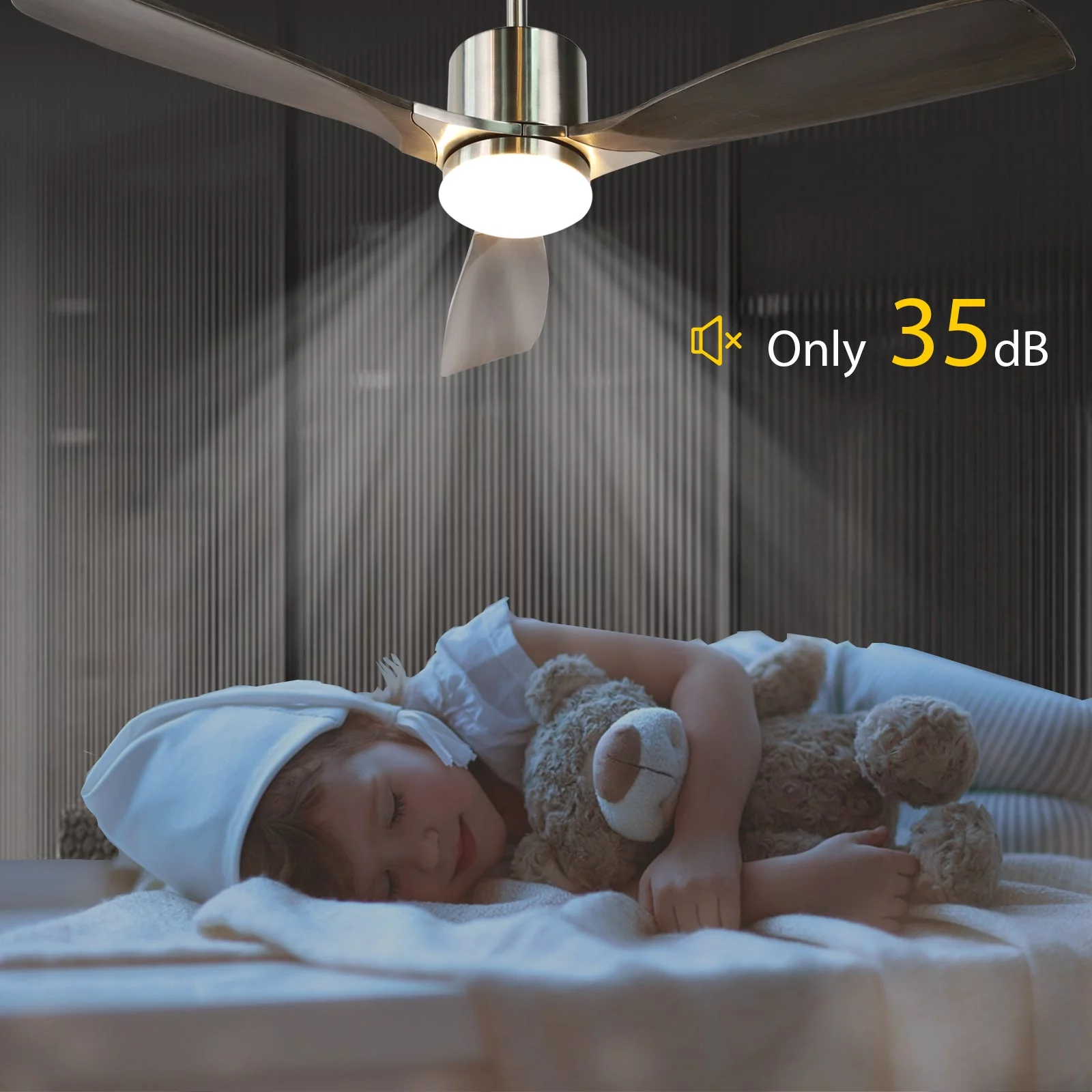 ExBrite Wood Ceiling Fan with Light and Remote Control 3 Blade wood Finish
