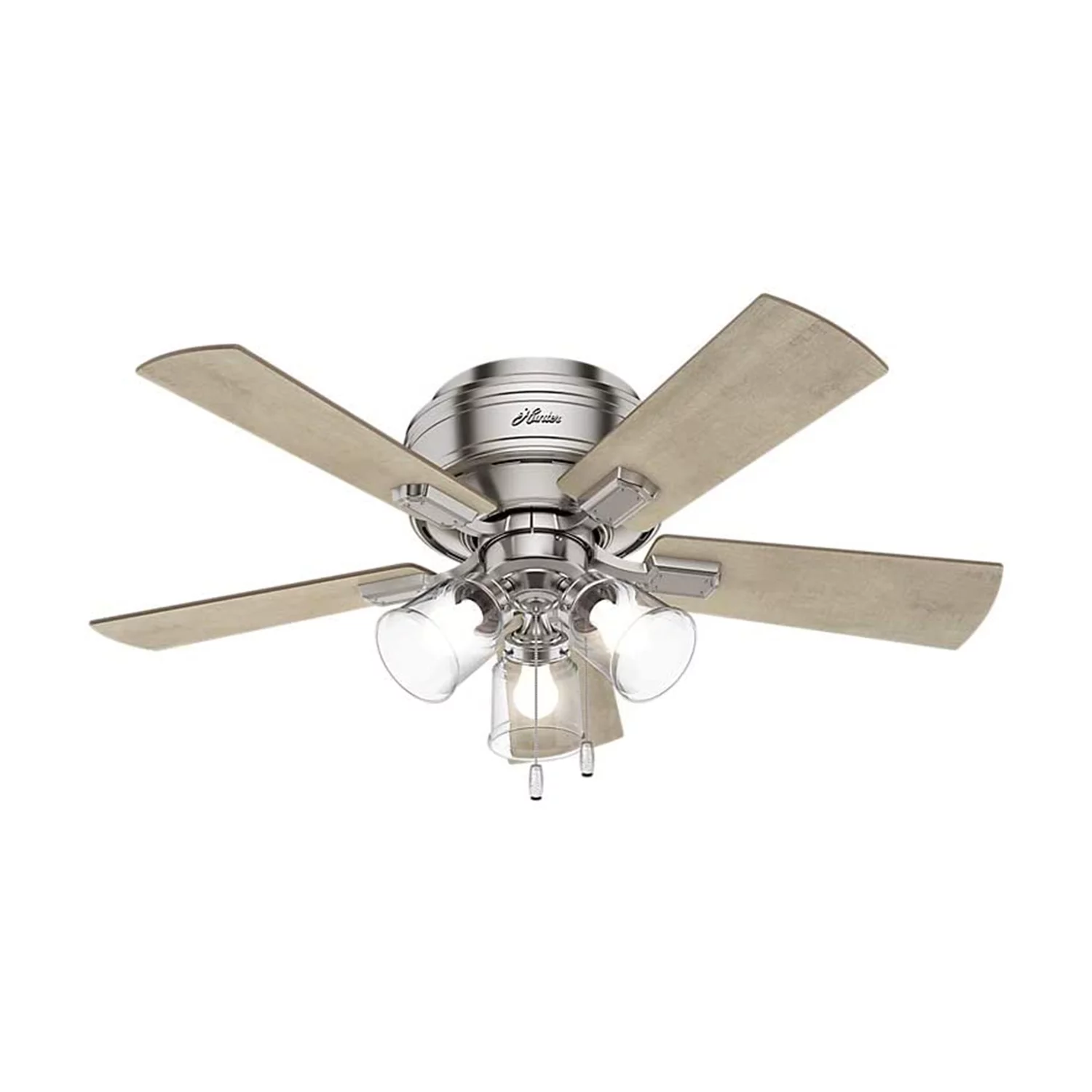 Hunter Crestfield 42 Inch Low Profile Ceiling Fan with LED Light, Brushed Nickel
