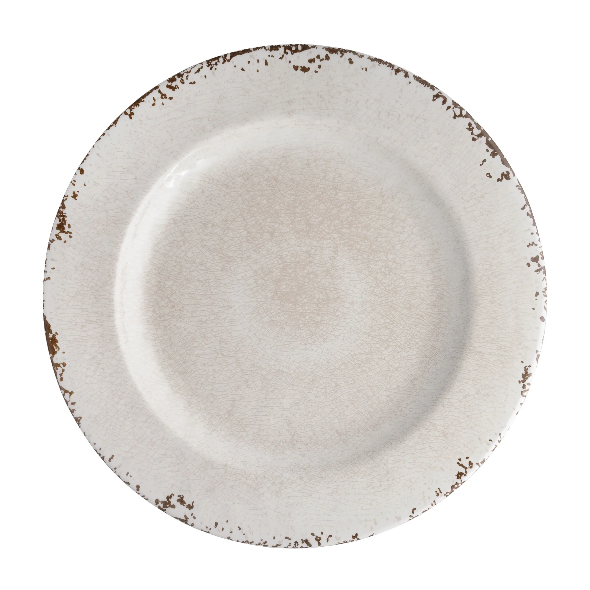 Gourmet Art 16-Piece Crackle Melamine Dinnerware Set, Cream, Service for 4. Includes Dinner Plates, Salad Plates, Dessert Plates and Bowls.