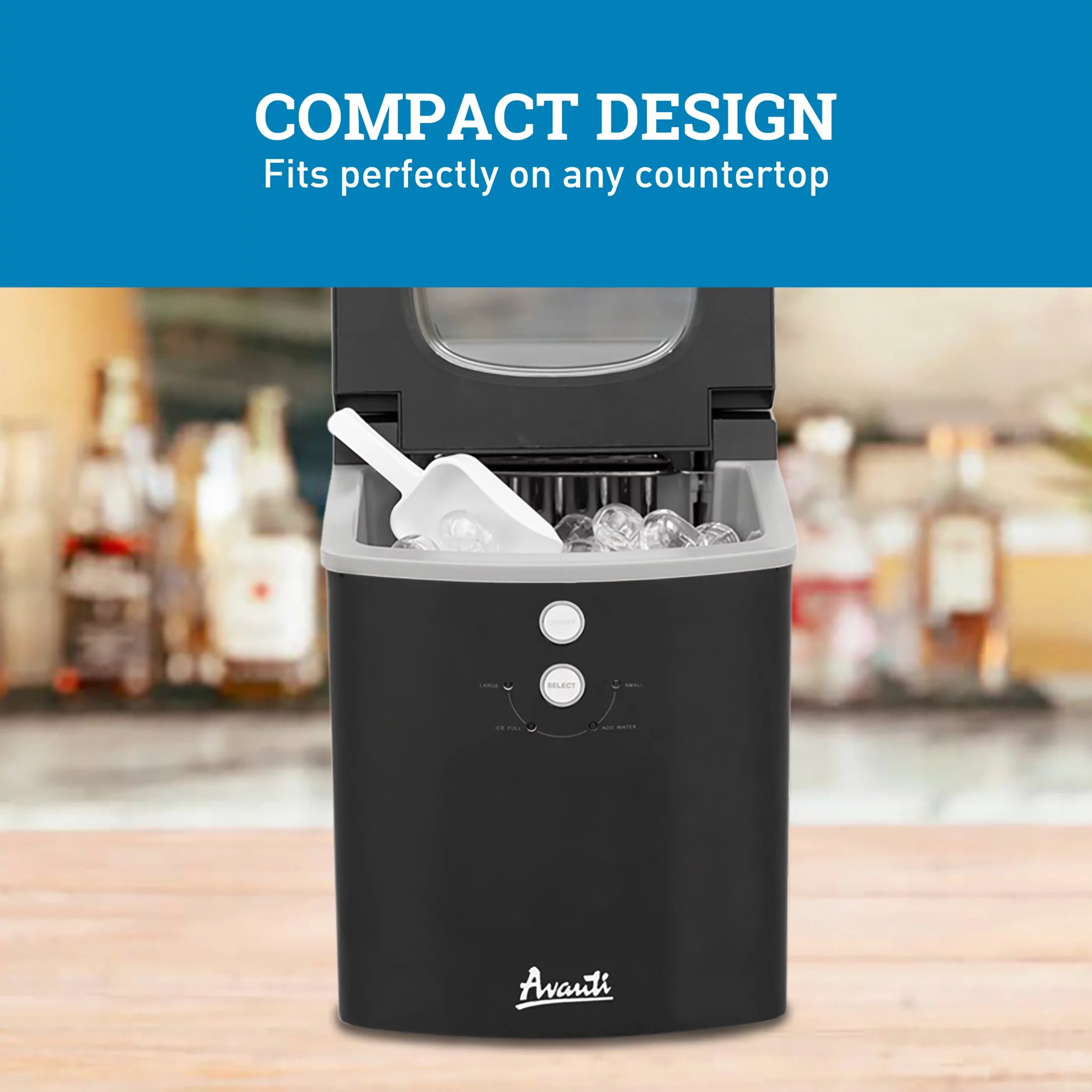 Avanti Portable Countertop Ice Maker, in Black (IM1218BS-IS)
