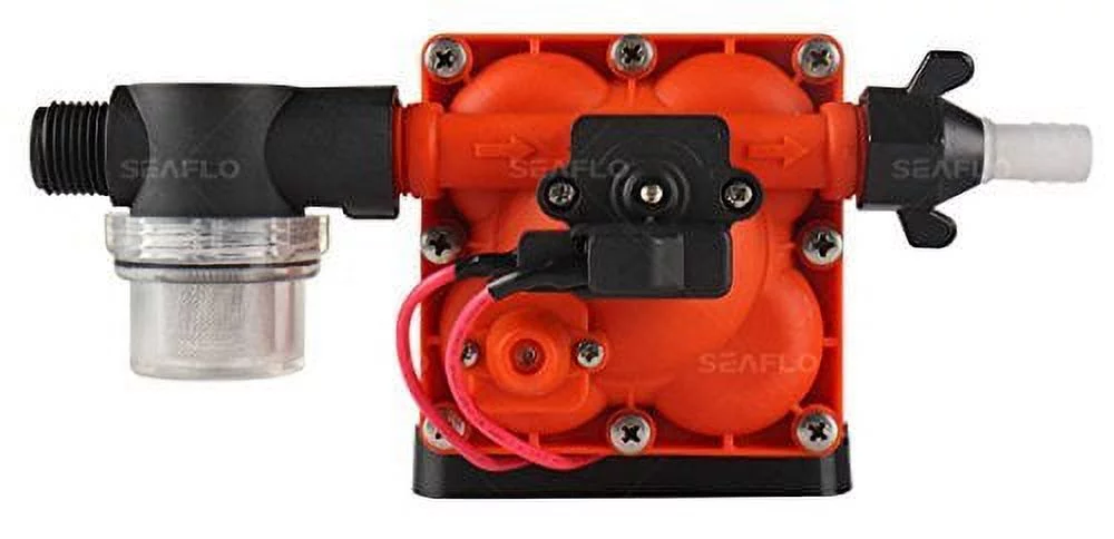 12v seaflo 3.0 gpm variable flow water pump 1/2 npt inlet/outlet with bypass valve
