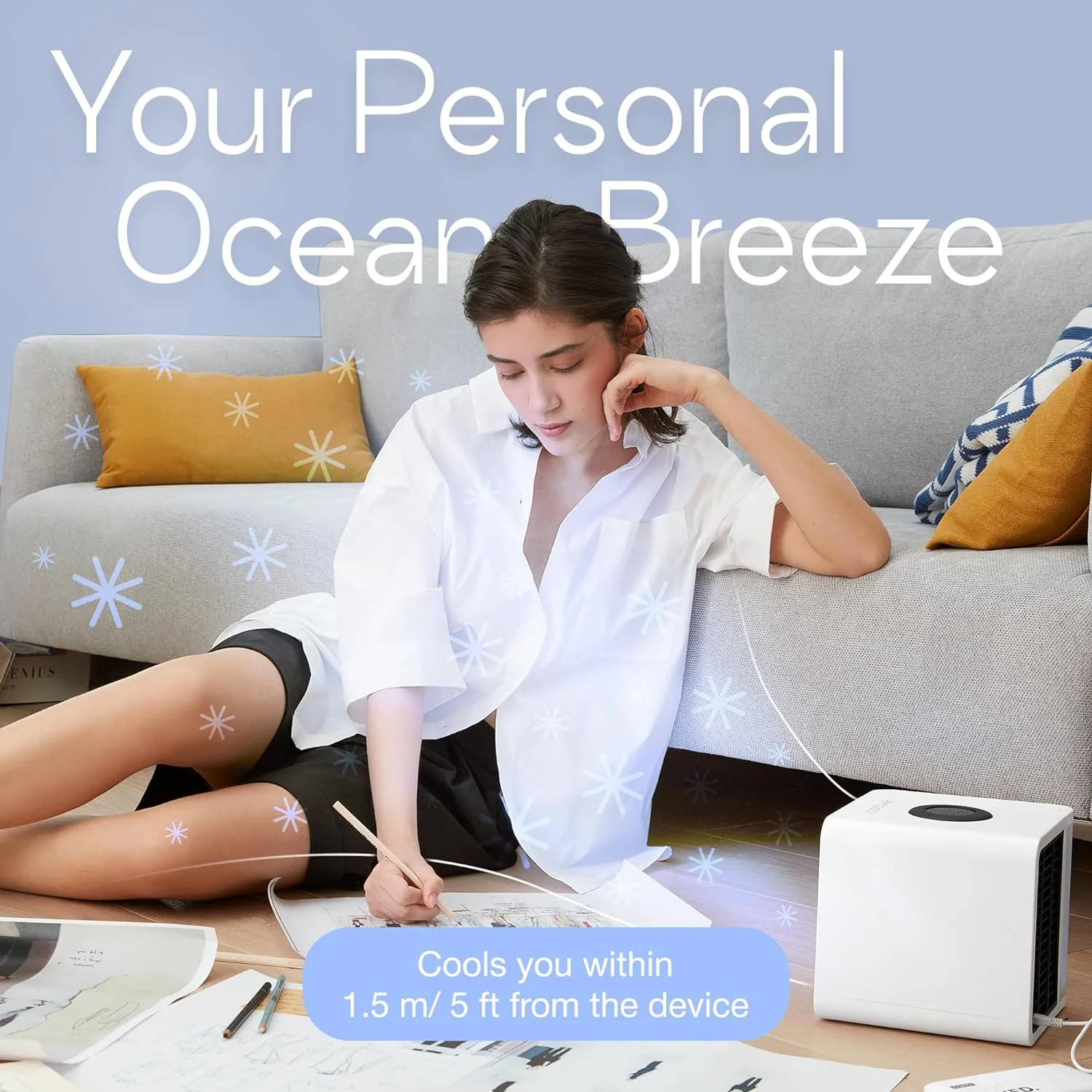 Evapolar EvaLIGHT Plus EV-1500 Personal Evaporative Air Cooler & Humidifier, Portable Air Conditioner, Black