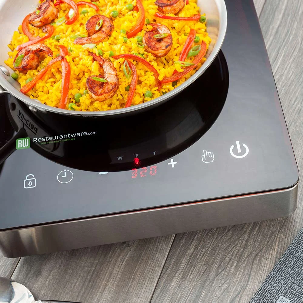 Home Pro Square Stainless Steel Induction Cooktop - Counter Top, 120V, 1800 watts - 11 3/4' x 15 1/4' x 3' - 1 count box