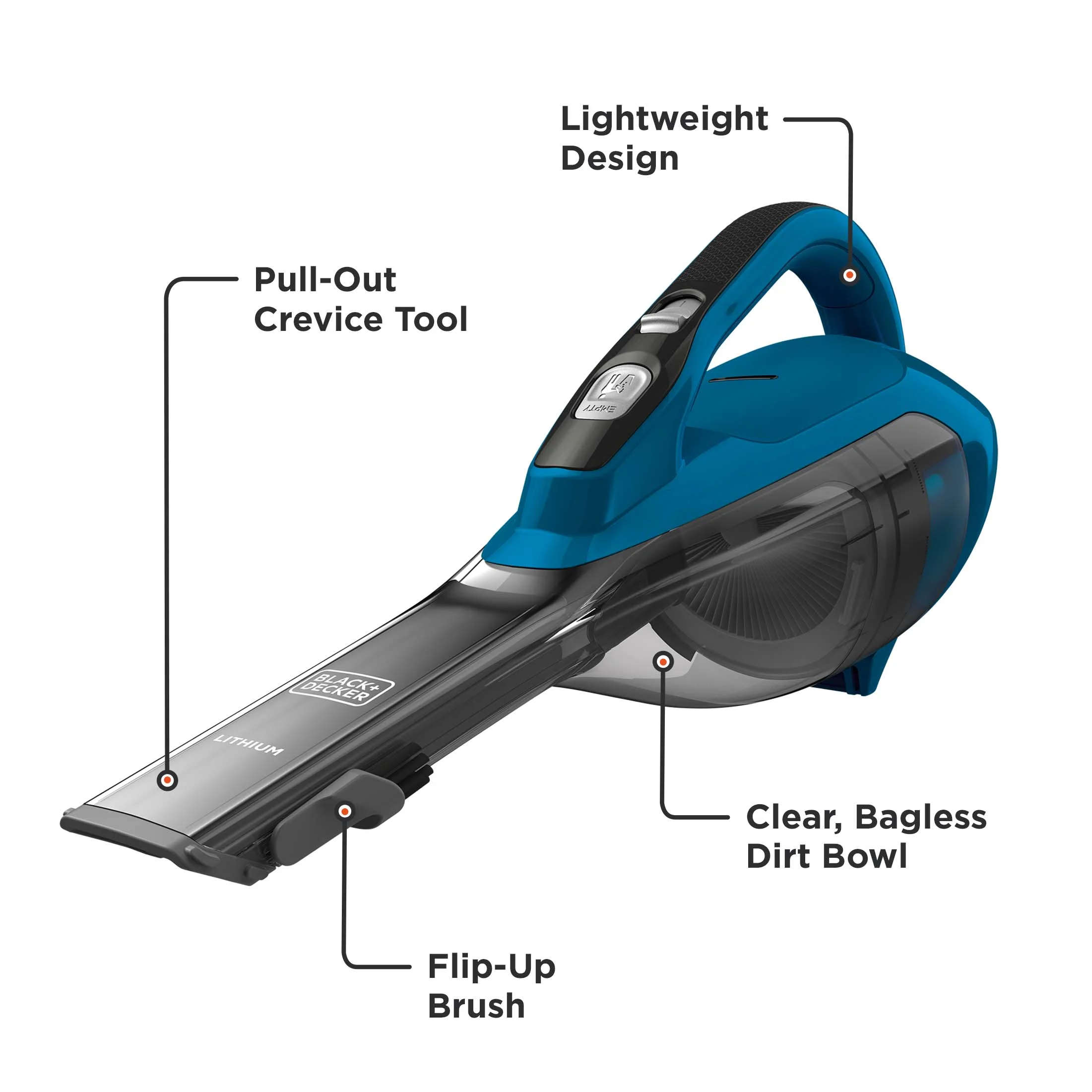 BLACK+DECKER Lithium Hand Vacuum (Ocean Blue), HLVA315J22