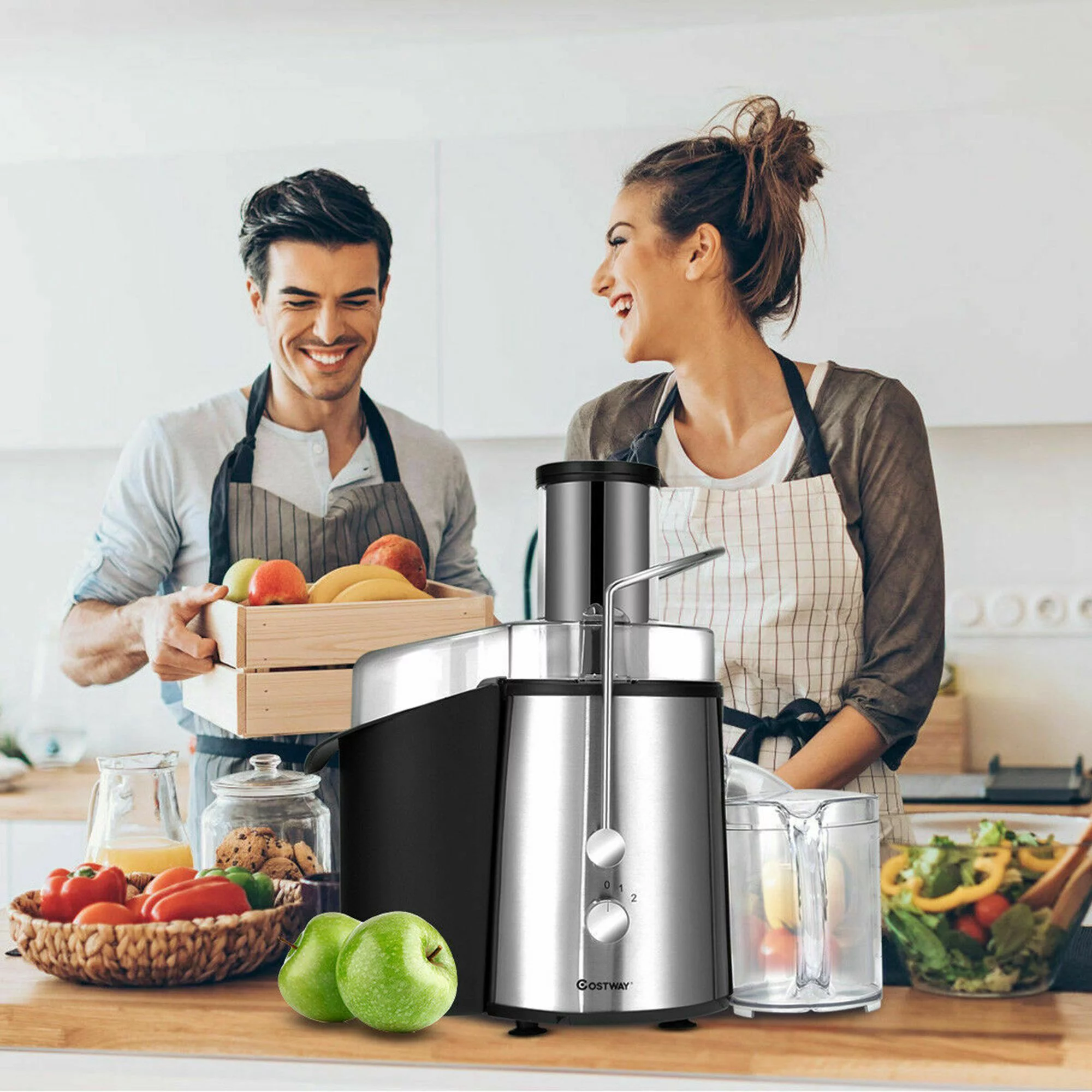Costway Electric Juicer Wide Mouth Fruit & Vegetable Centrifugal Juice Extractor 2 Speed