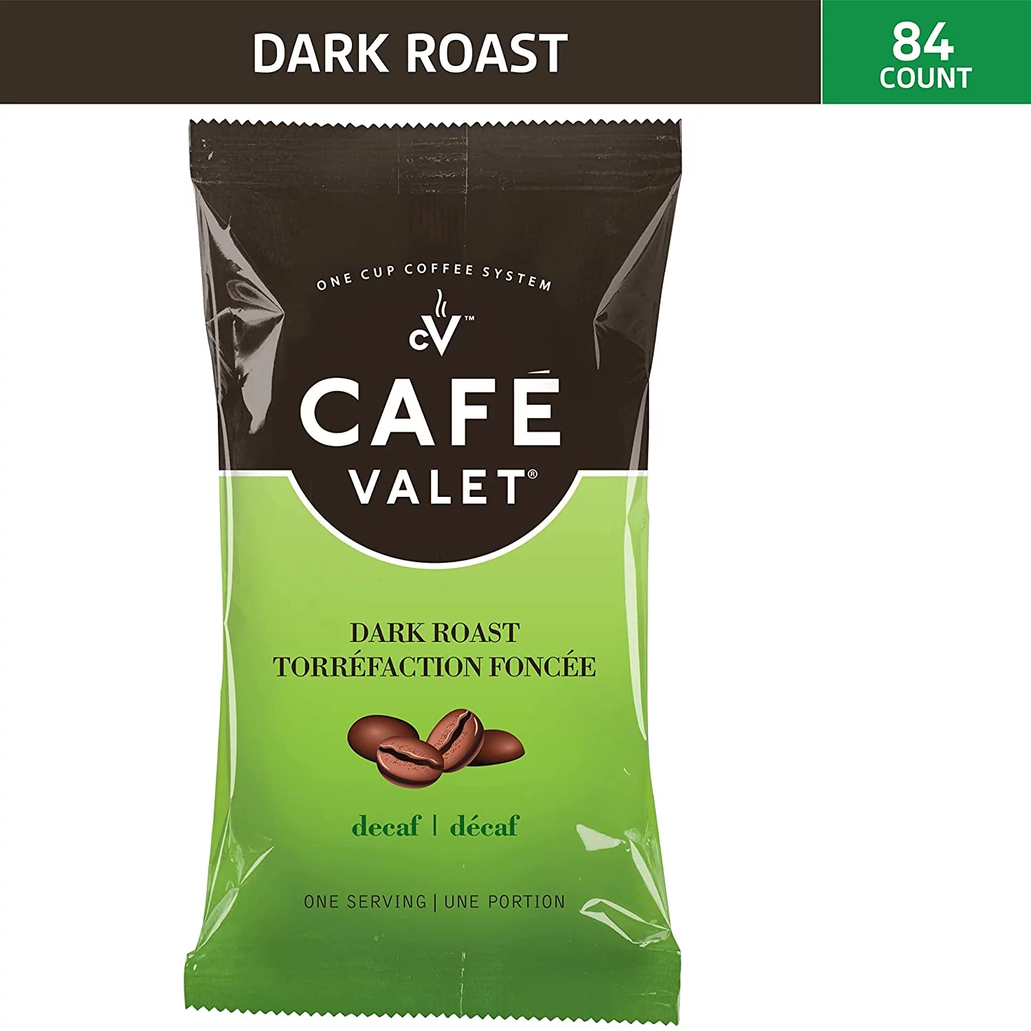 Cafe Valet Coffee, Decaf, Coffee Filter Pack and Disposable Brew Basket, 84/Ctn