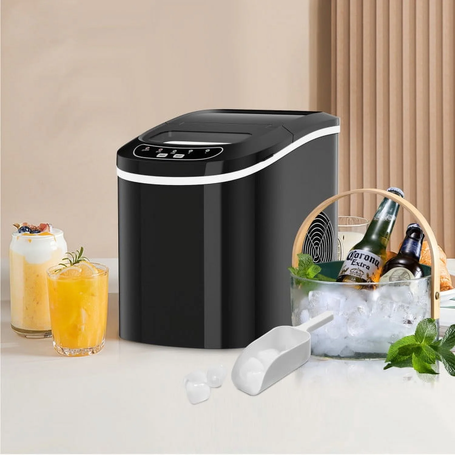 Kadyn Countertop Ice Maker, Ice Machine, Portable Ice Maker, Mini Portable Compact Electric Ice Maker Machine-Black