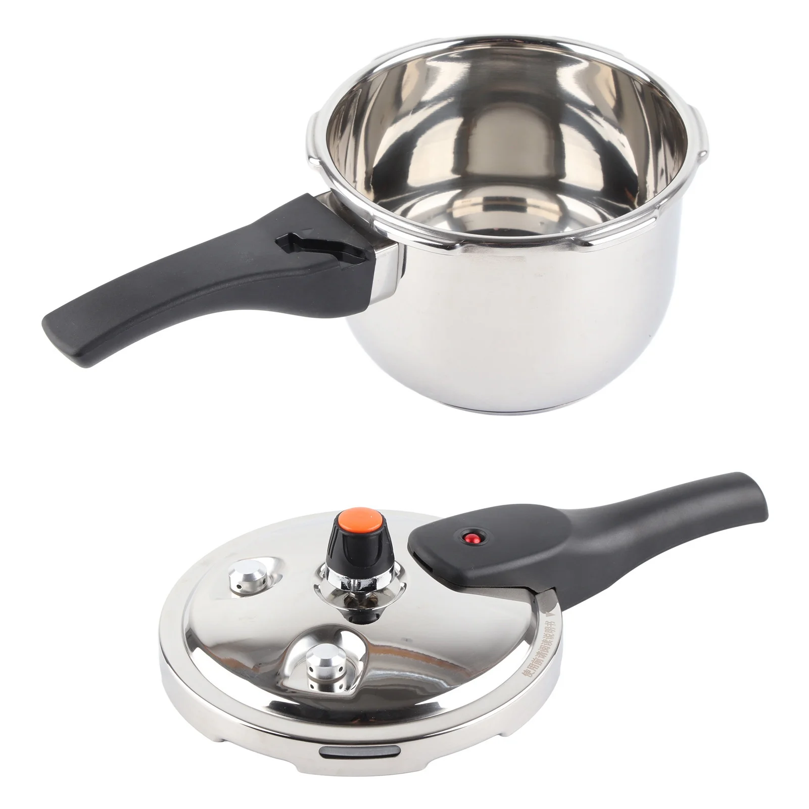 2L Stainless Steel Pressure Cooker with Safety Valve and Security Handle - Explosion Proof Multifunctional - 80KPA Pressure - 16cm Diameter