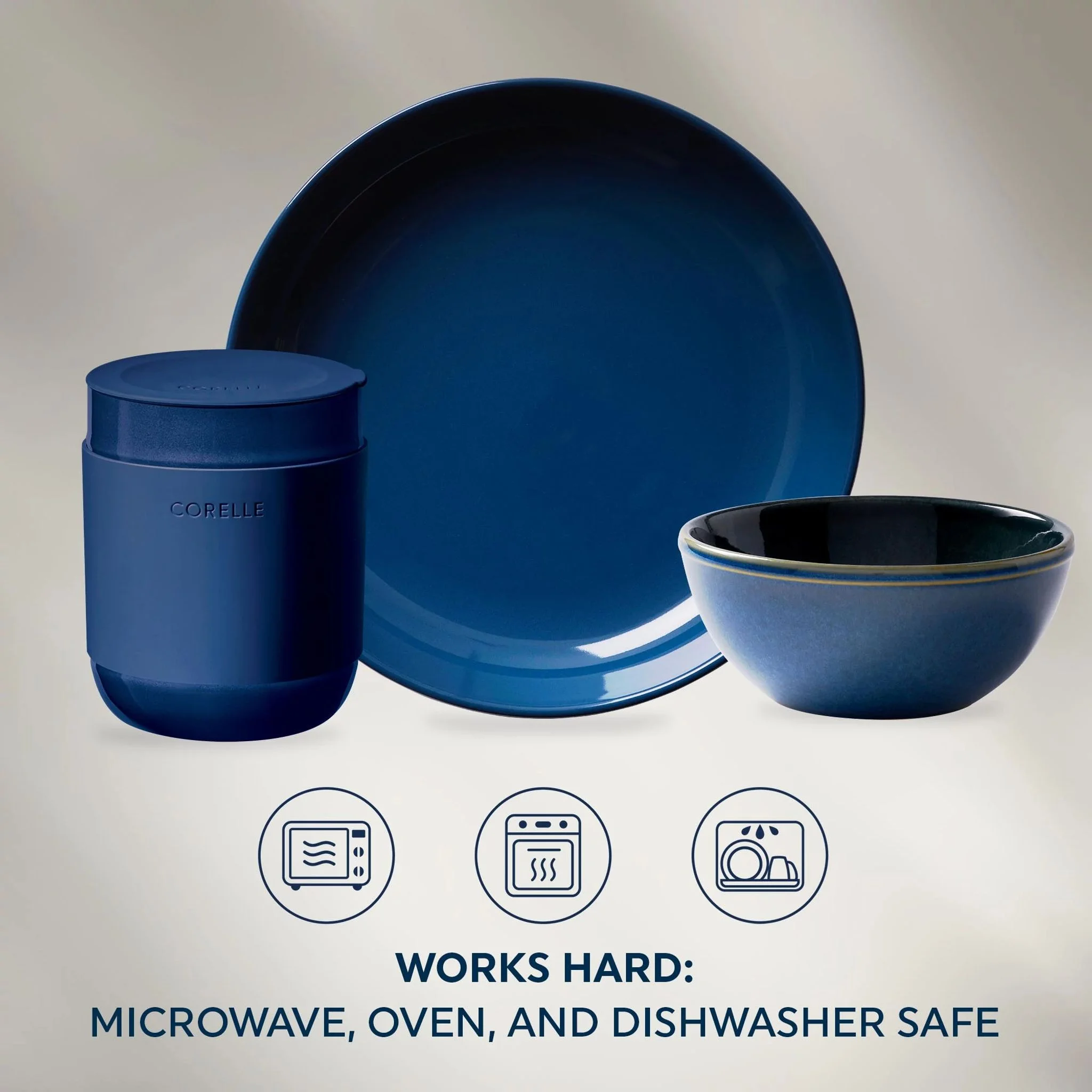 Corelle Stoneware 16-piece Dinnerware Set, Service for 4, Navy