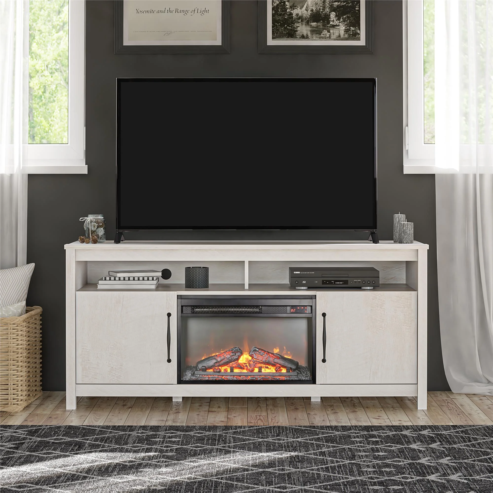 Ameriwood Home Auckley Electric Fireplace and TV Console for TVs up to 65