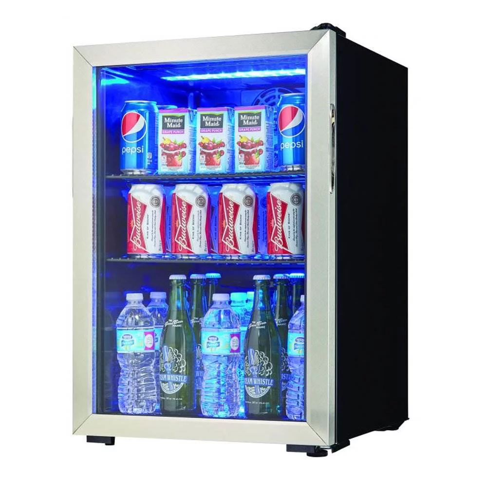 Danby 95 Can 2.6 Cu. Ft. Free Standing Beverage Center Mini Fridge w/ Glass Door