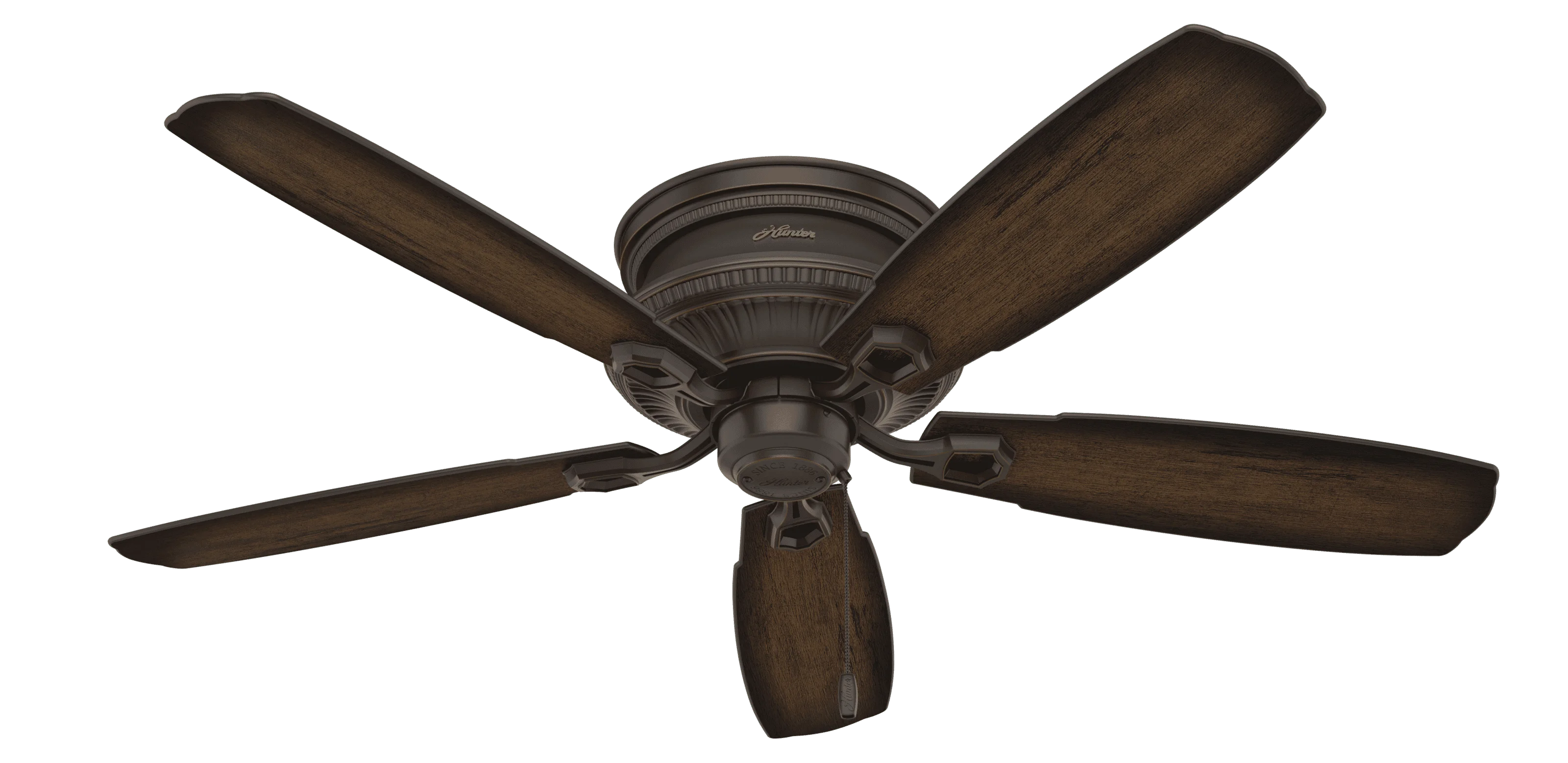 Hunter 53356 Ambrose 3-Light LED Indoor Low Profile Ceiling Fan in Bronze/Brown
