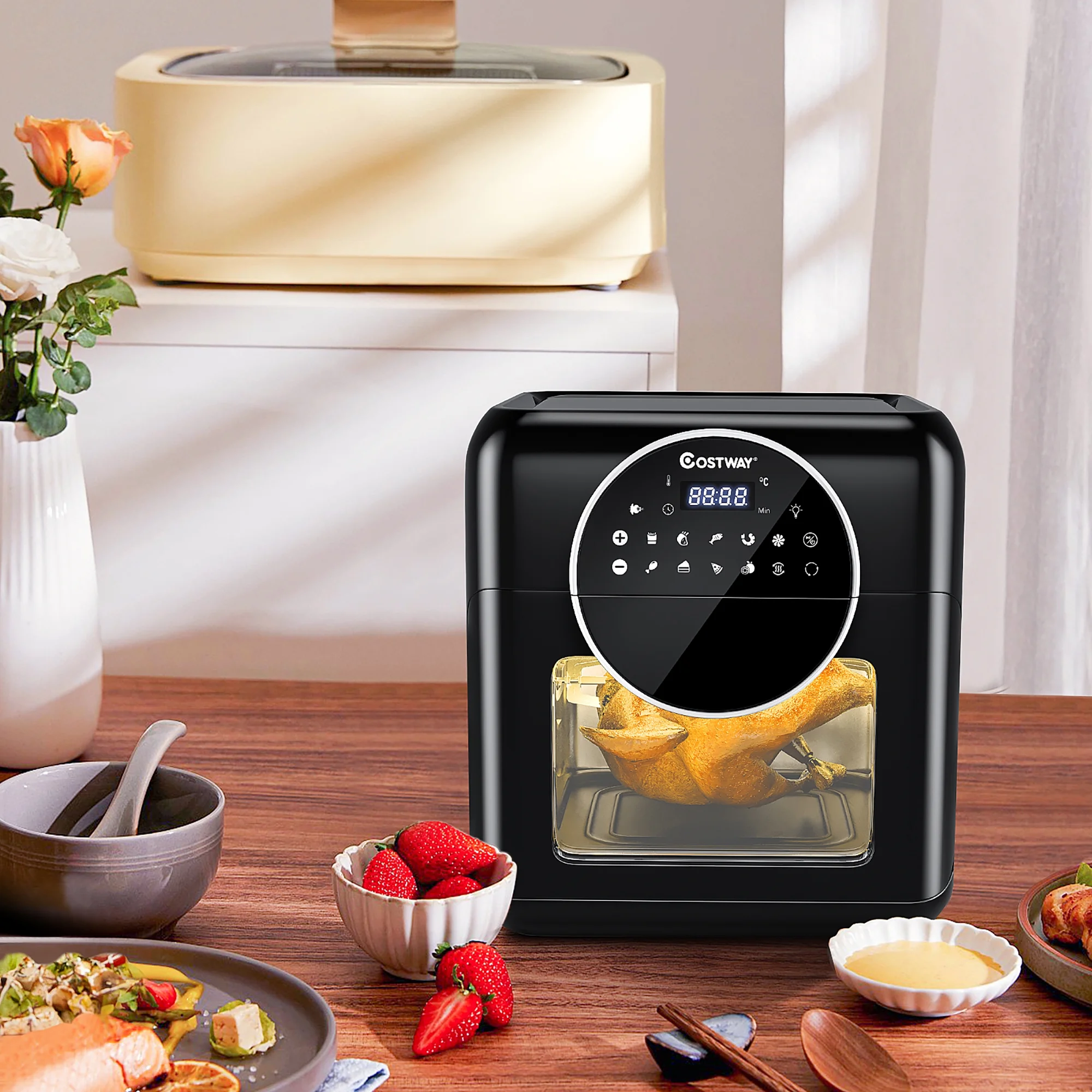 Costway 8-in-1 Air Fryer 10.6QT Digital Toaster Oven Rotisserie w/ Accessories