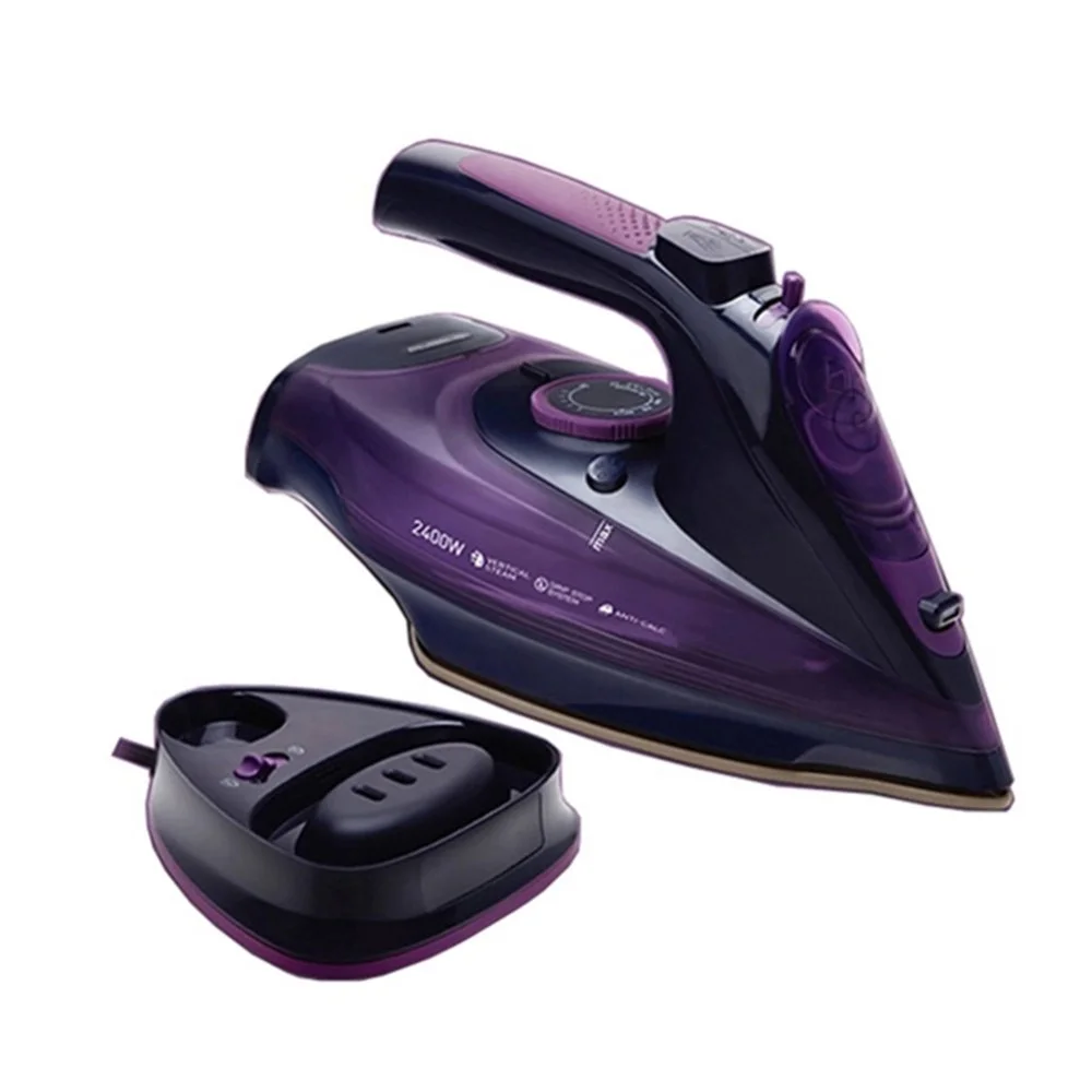 CNKOO Rechargeable Cordless Iron 2400 Watt Anti-Drip Non-Stick Soleplate Iron New Purple