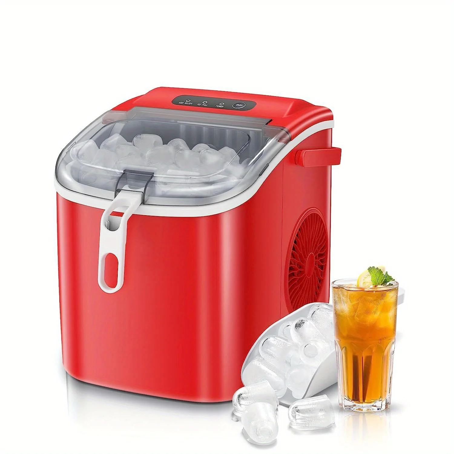 Ice Maker Countertop Portable Ice Machine, Basket Handle,Self-Cleaning Ice Makers, 26Lbs/24H, 9 Ice Cubes Ready in 6 Mins, S/L ice, for Kitchen Home Party