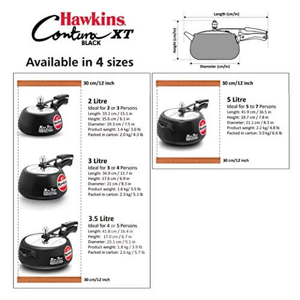 Hawkins Contura Hard Anodized Induction Compatible Extra Thick Base Pressure Cooker, Black, 3L