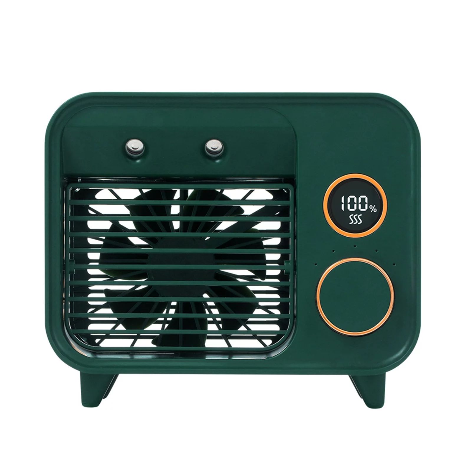 Frogued Air Cooler Humidification Design Five-speed Wind Metal Desktop Water Cooling Fan for Office (Atrovirens)