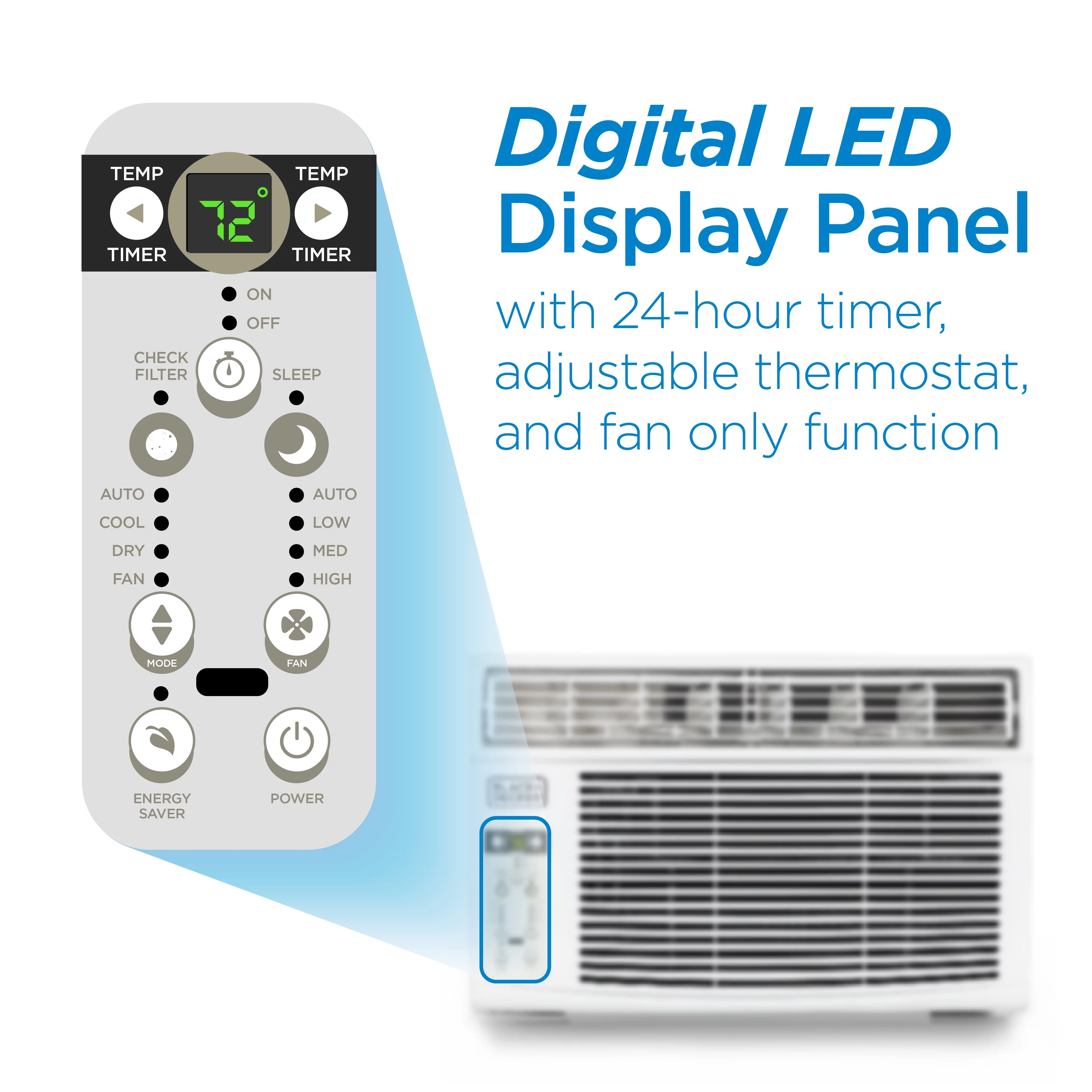 BLACK+DECKER BD10WT6 10,000 BTU Window Air Conditioner Unit, AC Cools Up to 450 Square Feet, Energy Efficient, White