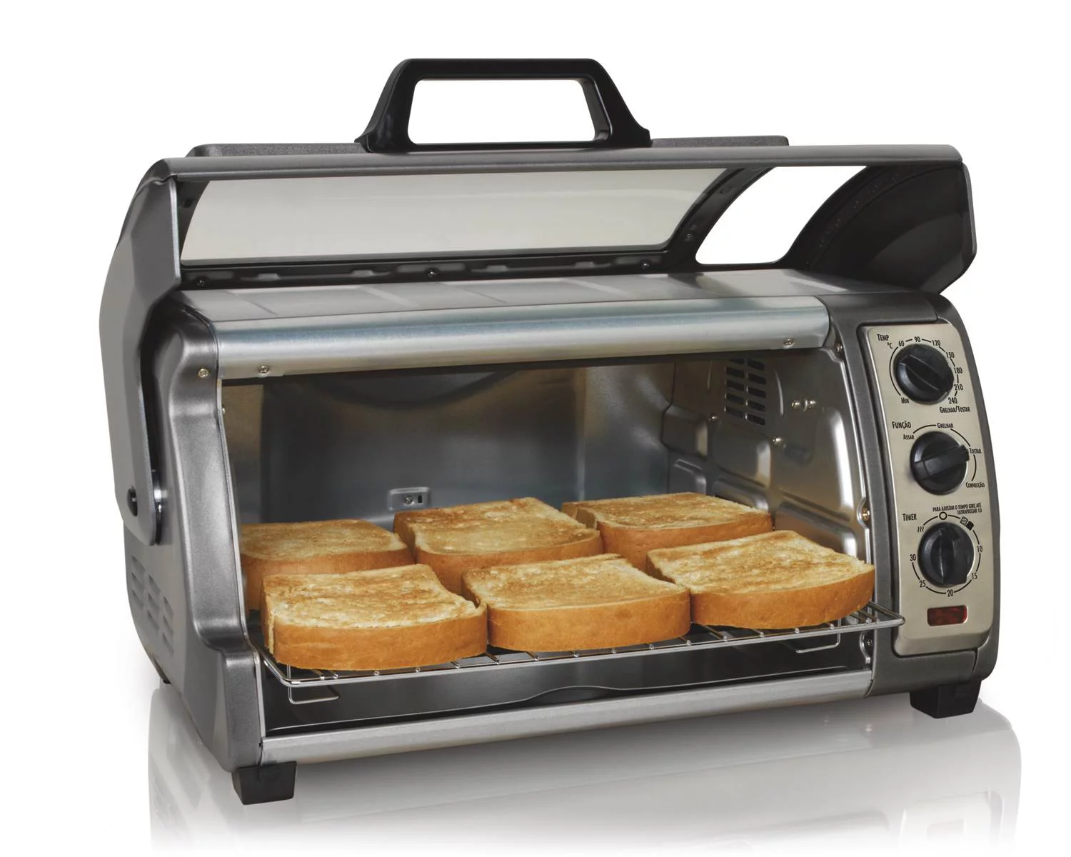 Hamilton Beach Easy Reach Toaster Oven with Roll-Top Door, Convection, Black, 31126D