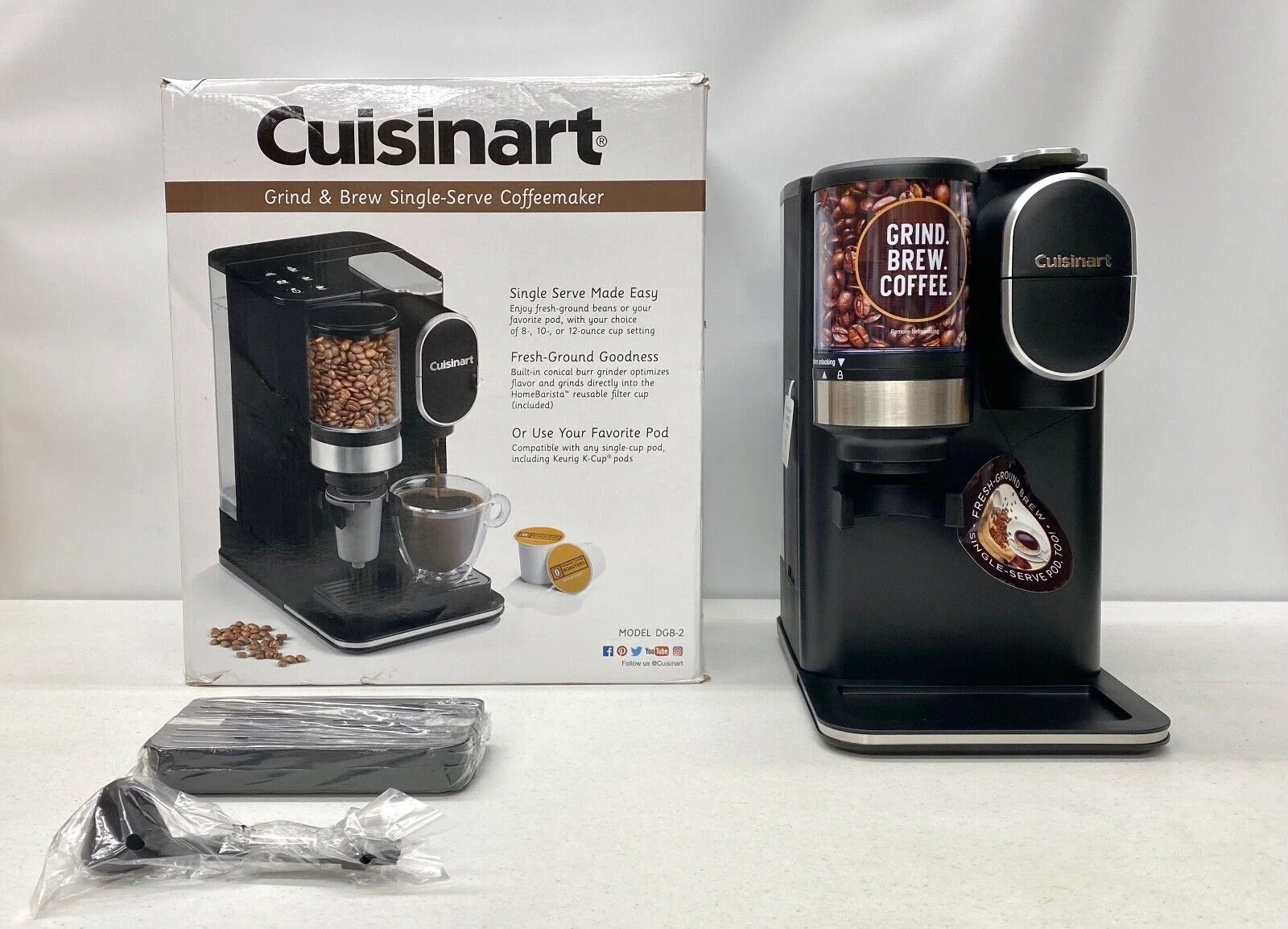 Cuisinart Grind & Brew? Single-Serve Coffeemaker, 100g, Black, DGB-2