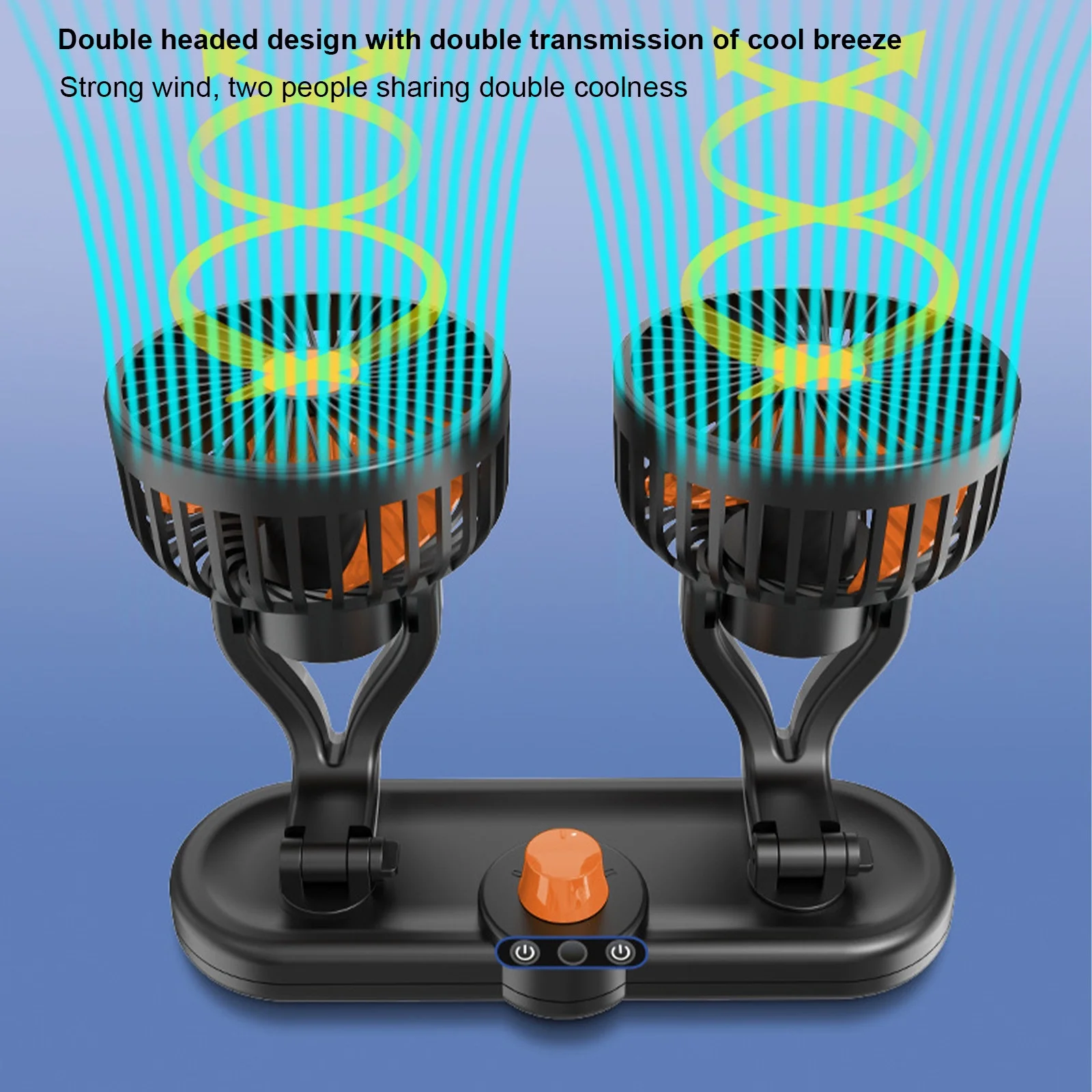 Coollooc USB Car Fan - Portable Folding Fan 12V/24V Dual Head Brushless Motor 360�� Rotation Strong Wind Air Circulation Fan for Sedan SUV RV Truck Cruise & Home Office Desktop