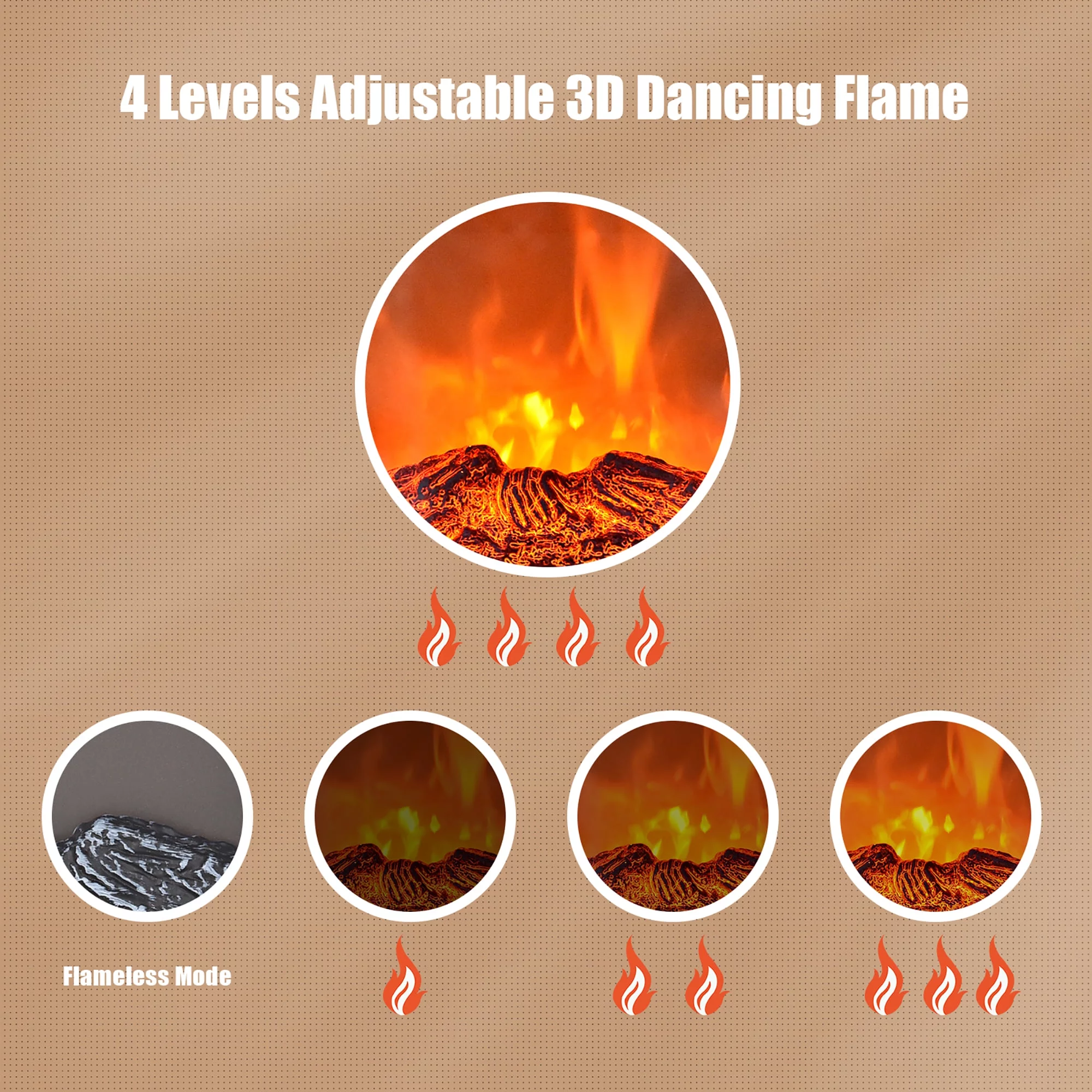Costway 1500W Electric Fireplace Tabletop Portable Space Heater w/3D Flame Effect Walnut