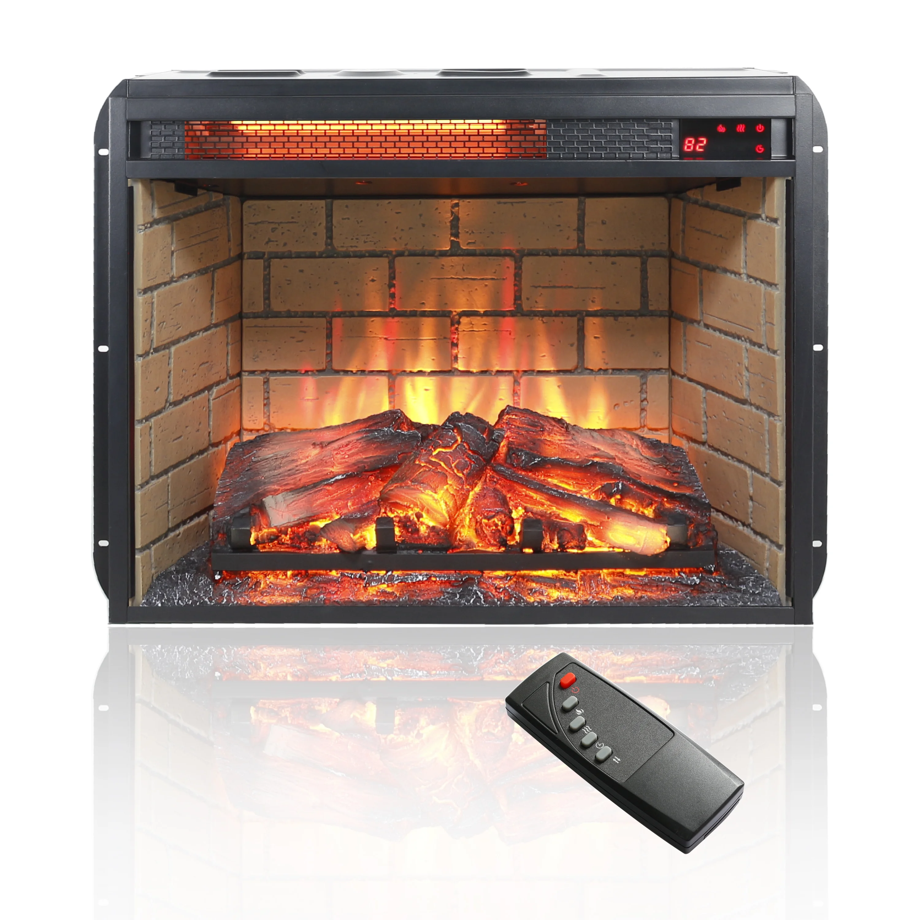 23' Electric Fireplace Heaters, Freestanding & Recessed 3D Electric Fireplace Insert, 1500W Remote Control Infrared Quartz Fireplace Heater for Indoor Use, Low Noise, CSA Certification