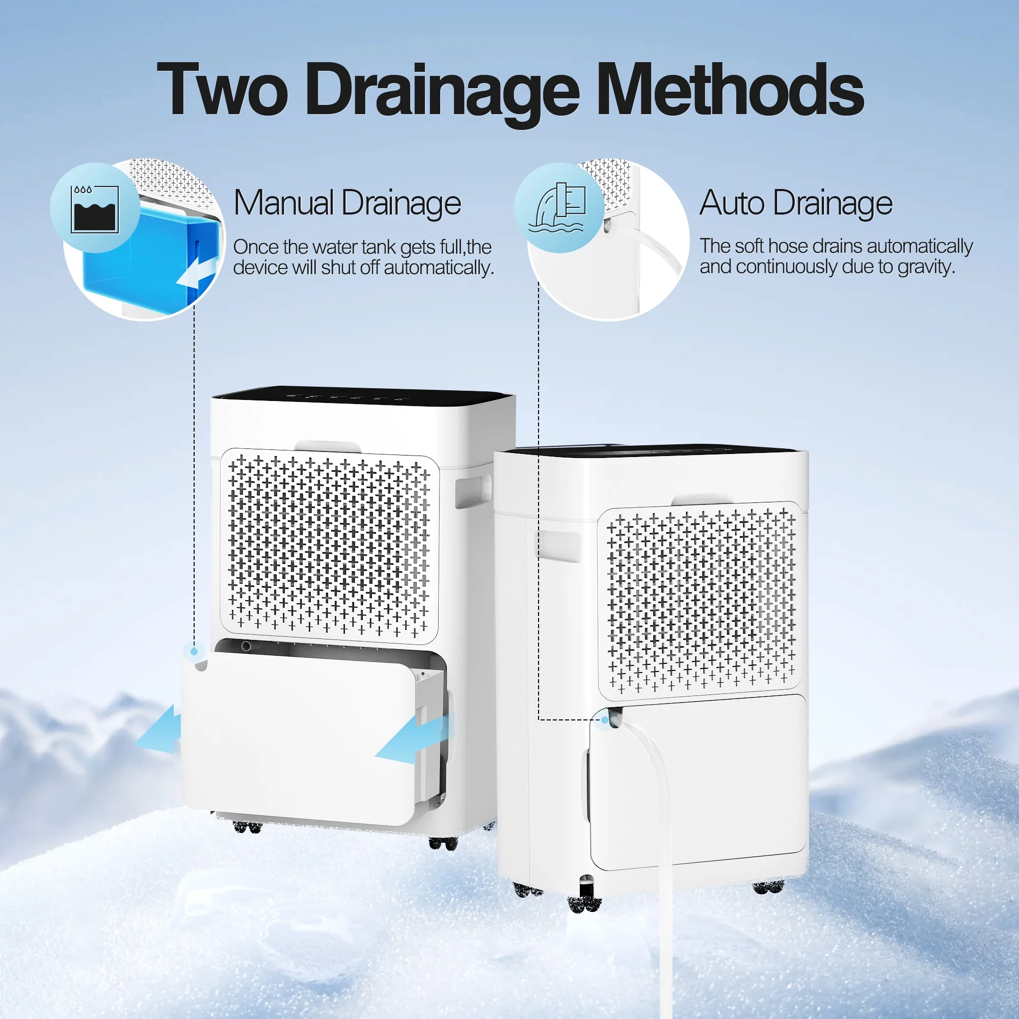 HUMSURE 35 Pint Dehumidifier 3000 Sq.Ft Room, for Basements with Drain Hose, Ideal for Large&Medium Sized Bathroom and Bedroom, Max Moisture Removal 50 Pints (95 'F, 95% RH)