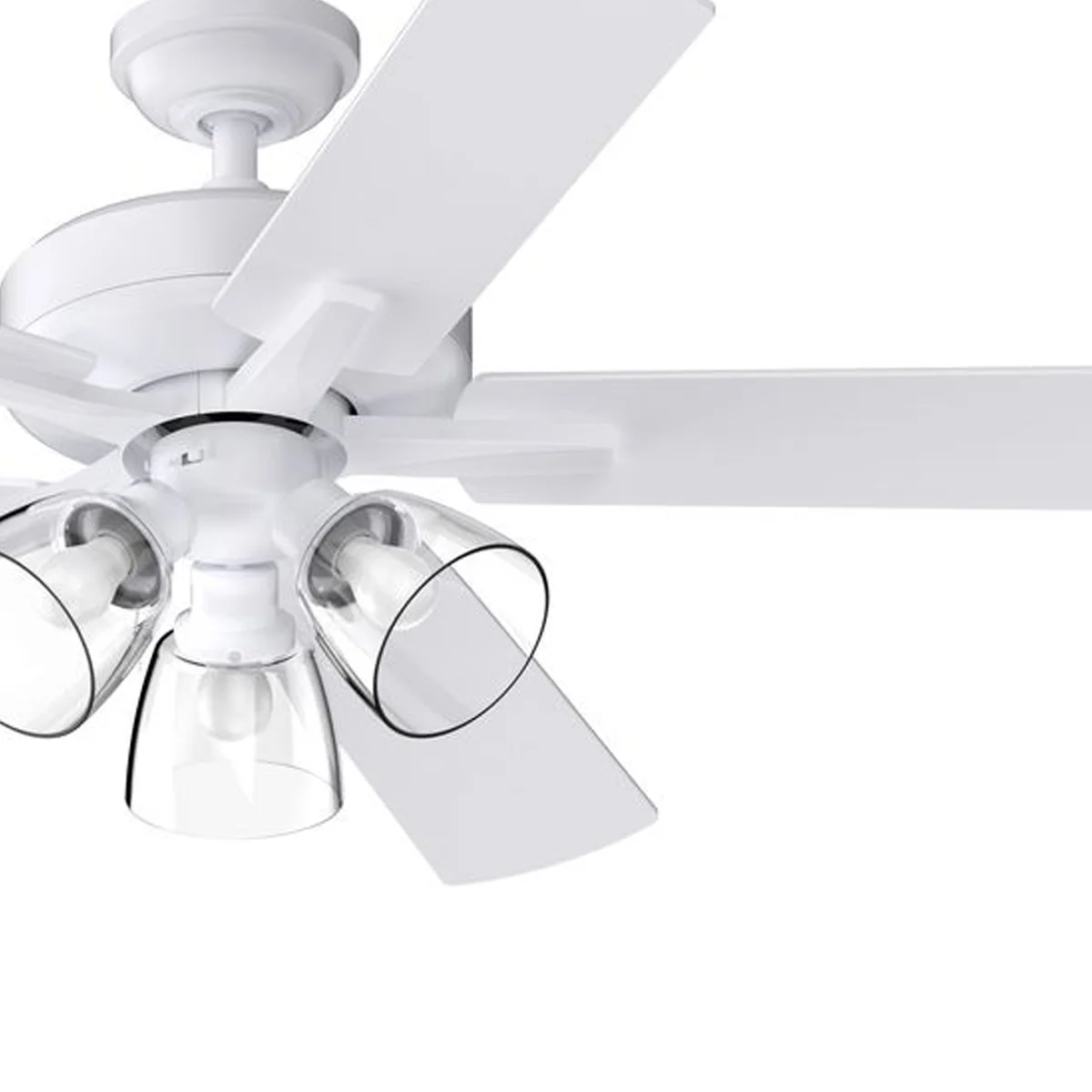Bennett 52' White 3 Light 5 Blade Ceiling Fan with LED Light Kit and Clear Glass Shades