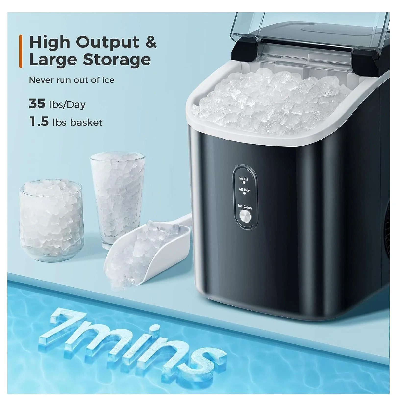 35lbs/24H Nugget Ice Maker Countertop,Self-Cleaning Function,from GA 31408
