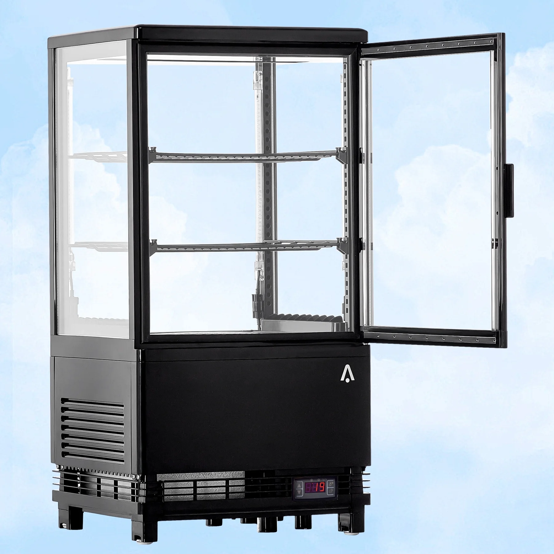 Aoile 2.1 Cu.Ft Commercial Refrigerated Display Case, Single Door Countertop Display Refrigerator with LED Lighting