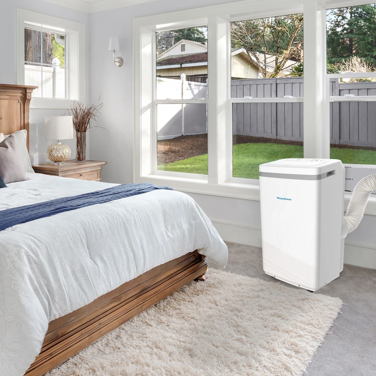 Keystone 8,000 BTU (13,000 BTU ASHRAE) 115-Volt Portable Air Conditioner with Remote, White, KSTAP13MFC