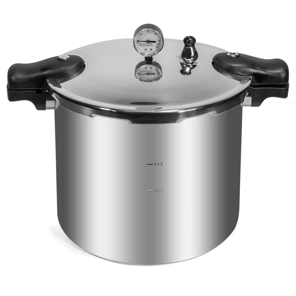 22 qt. Aluminum Stovetop Pressure Cooker With Built-in Pressure Dial Gauge