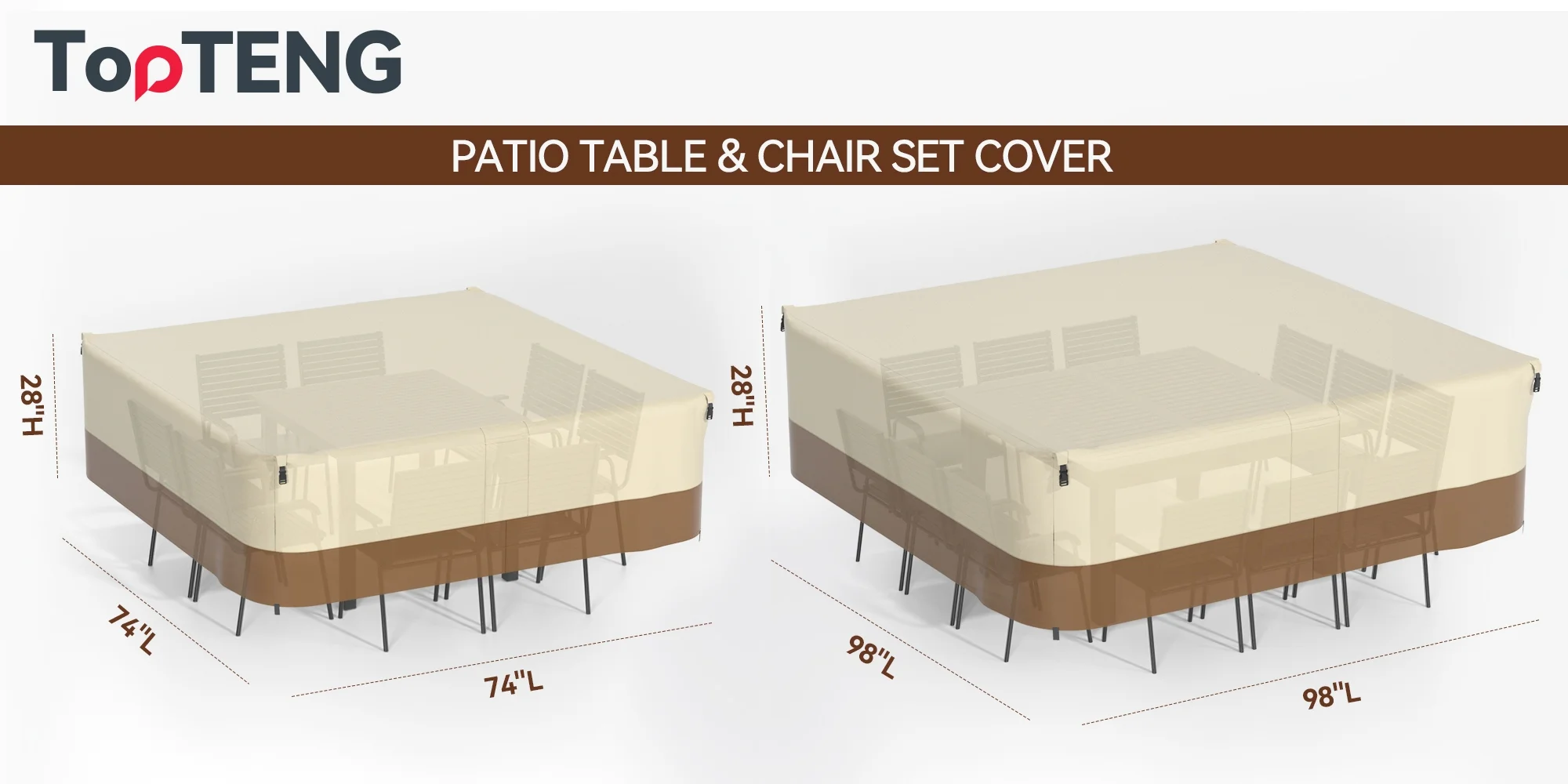 420D Square Waterproof Patio Furniture Cover for Outdoor Table and Chairs A