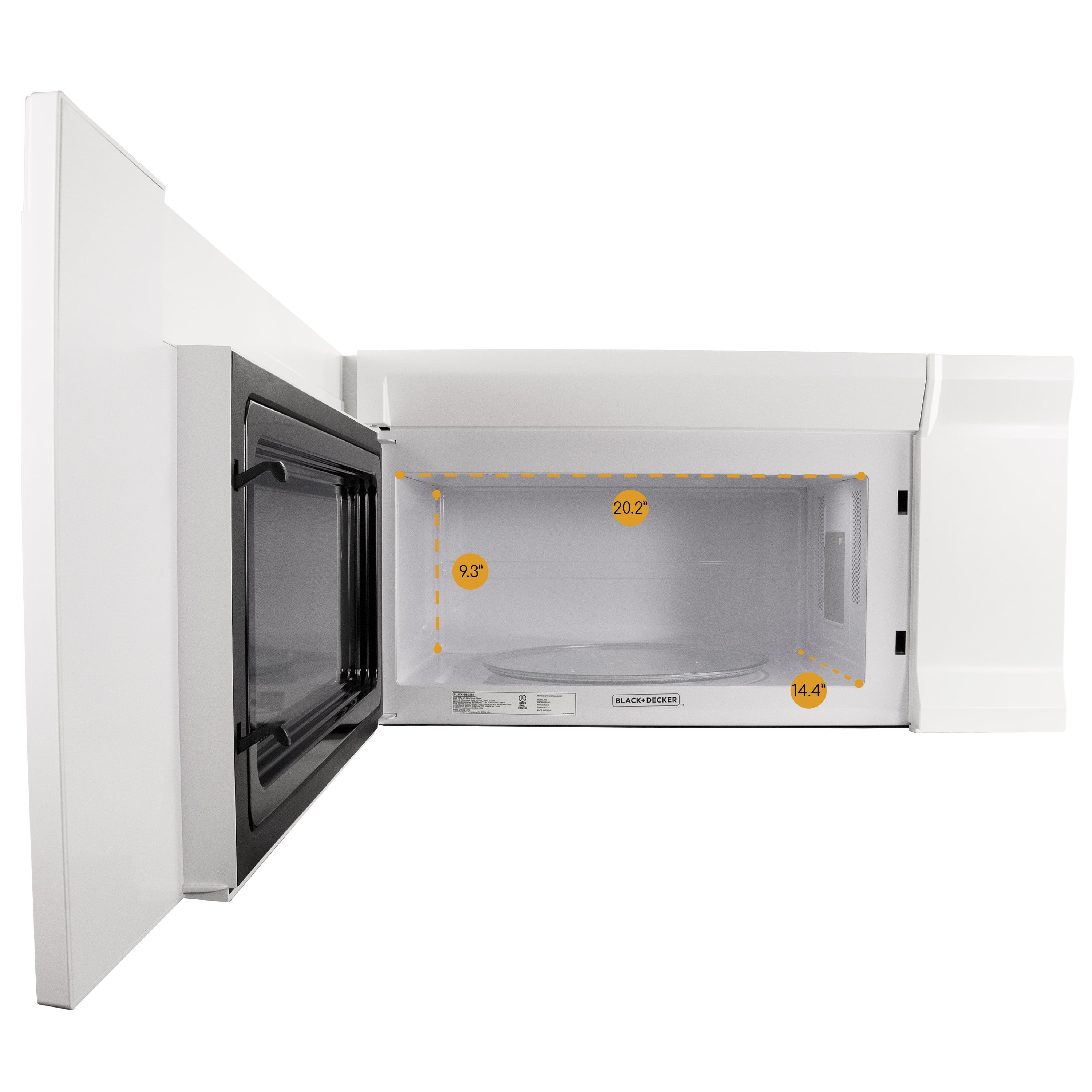 Black+Decker Over The Range 1.6 Cu Ft Microwave, White
