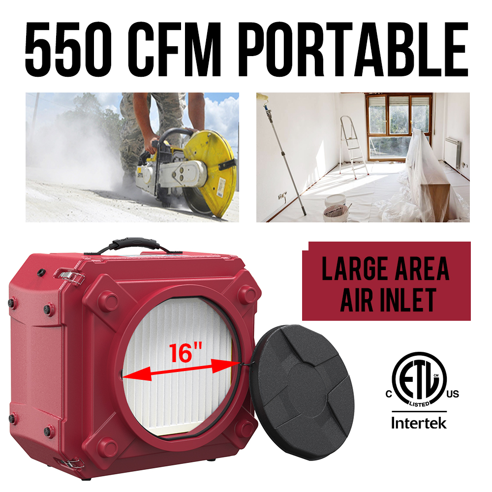 ALORAIR HEPA 550 Industrial HEPA Air Scrubber for Water Damage Restoration, 3-Stage Filtration Air Purifier