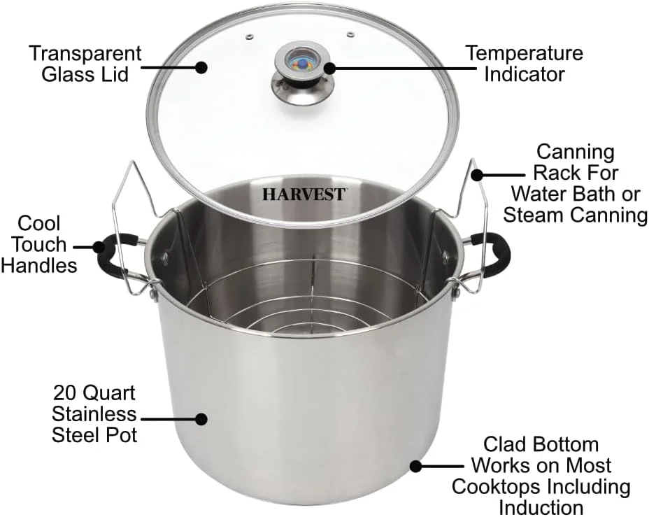 Canner, Holds 7 Quart Jars, 20 Quart Liquid Capacity, Silver
