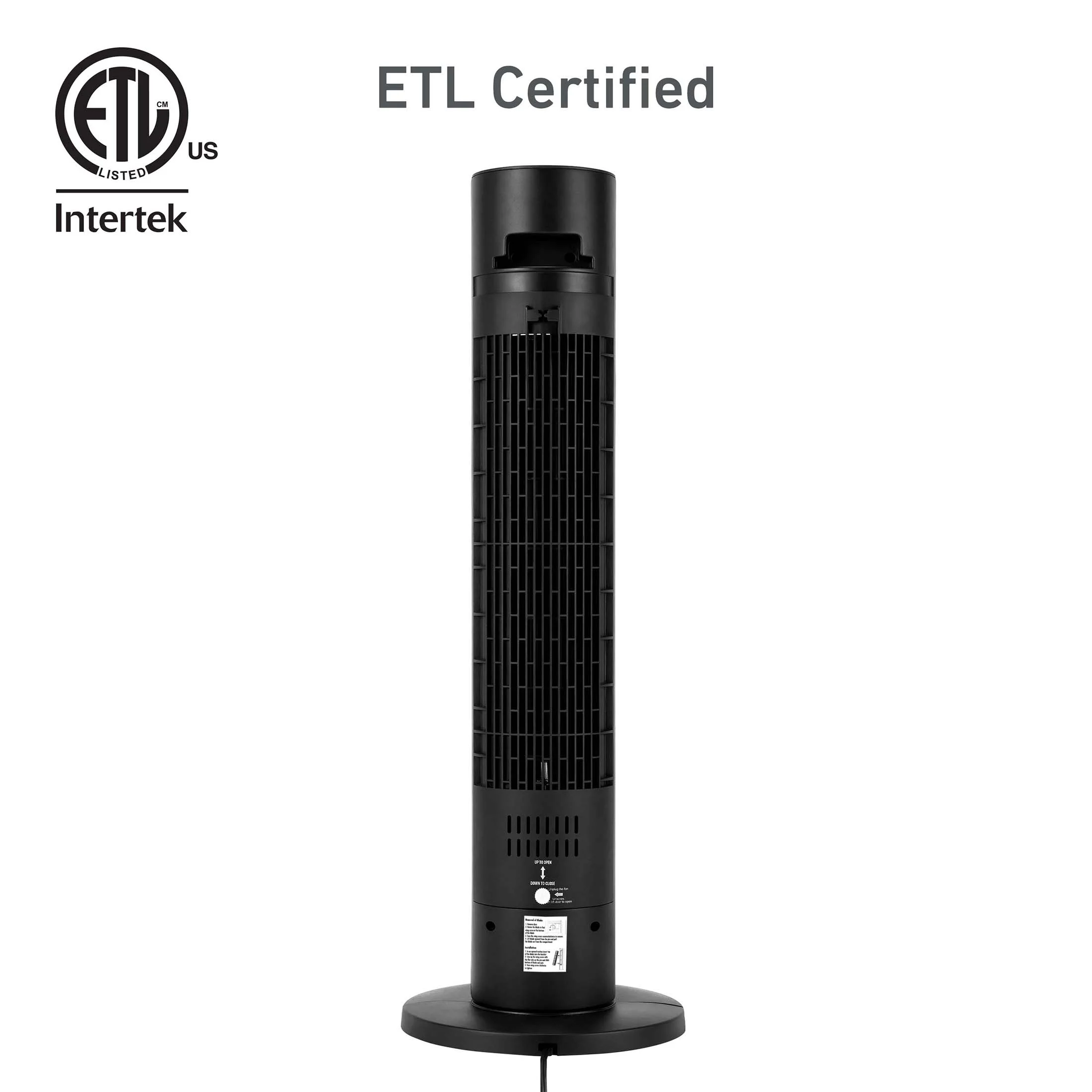 Holmes CleanBreeze Oscillating Digital Tower Fan, 36' H, Removable Blade, New, Remote Control, Black