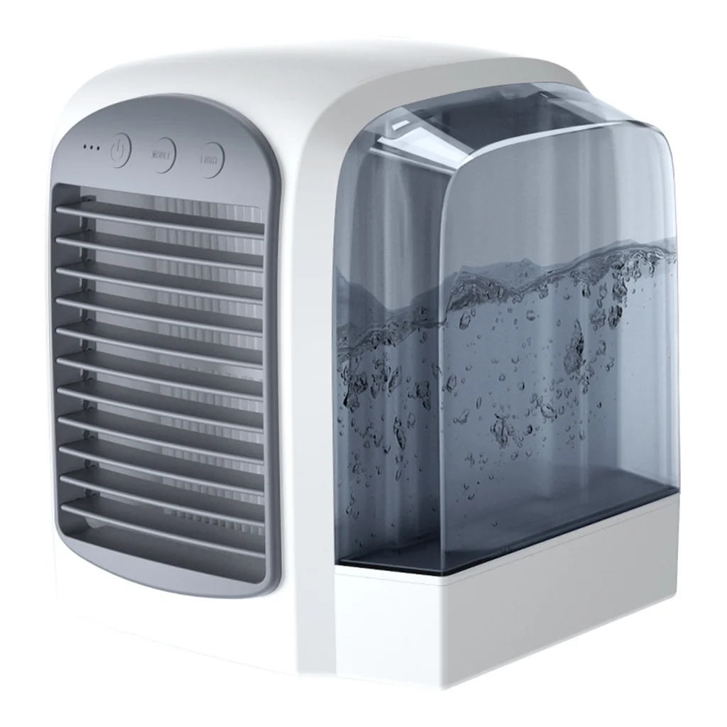 KANY Personal Conditioner Cooler Humidifiers Portable Mini Size Table Fan New European Style Water-Cooled Fan Usb Desktop Mini Air Conditioning Fan Silver Gray
