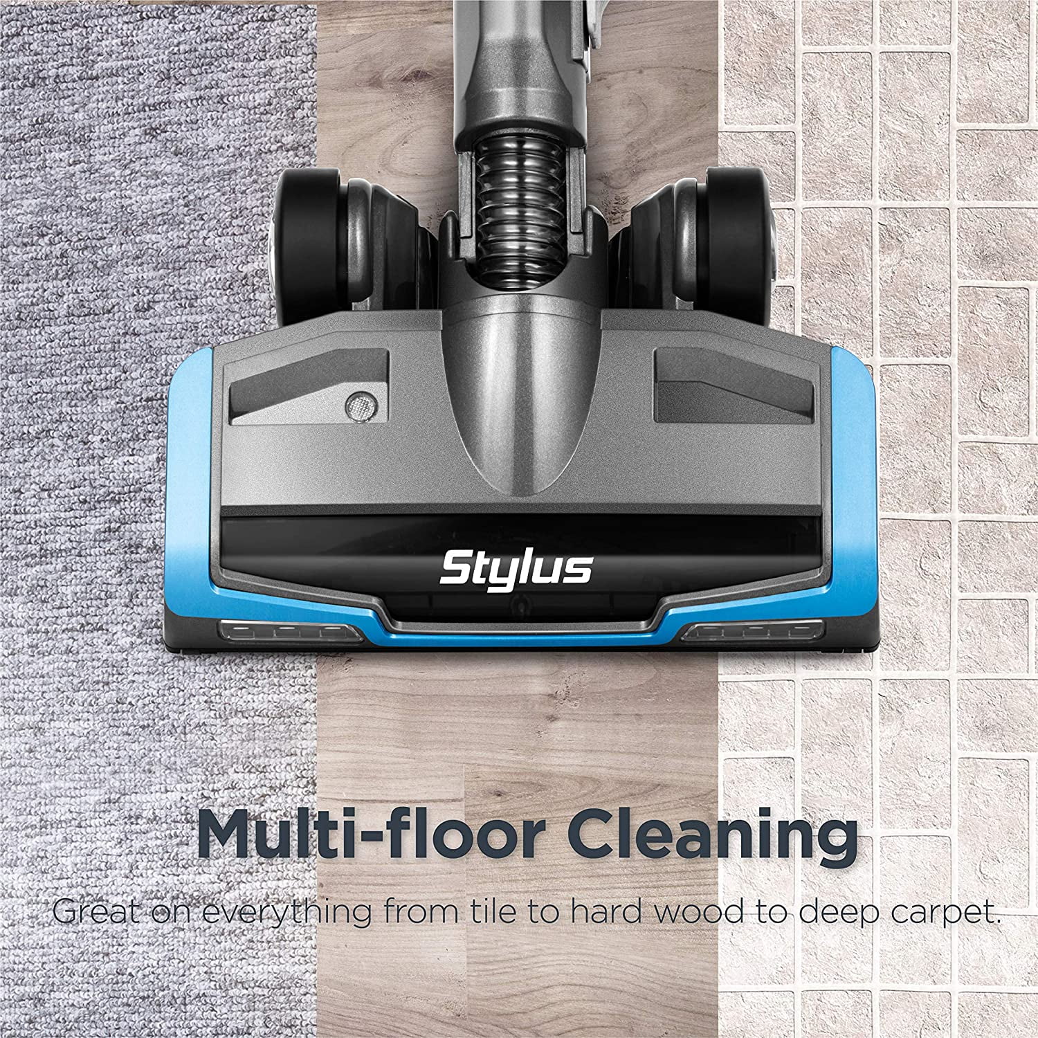 Eureka Stylus Lightweight Cordless Vacuum Cleaner, 350W Powerful BLDC Motor for Multi-Flooring Deep Clean LED Headlights, Convenient Stick and Handheld Vac, Premium, Blue