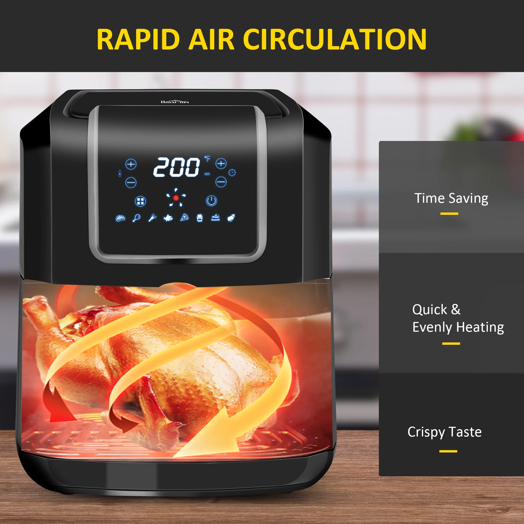 Family-Sized Air Fryer with 360?�� Air Circulation - 6.9 Quart - Crispy Fried Foods with Less Oil