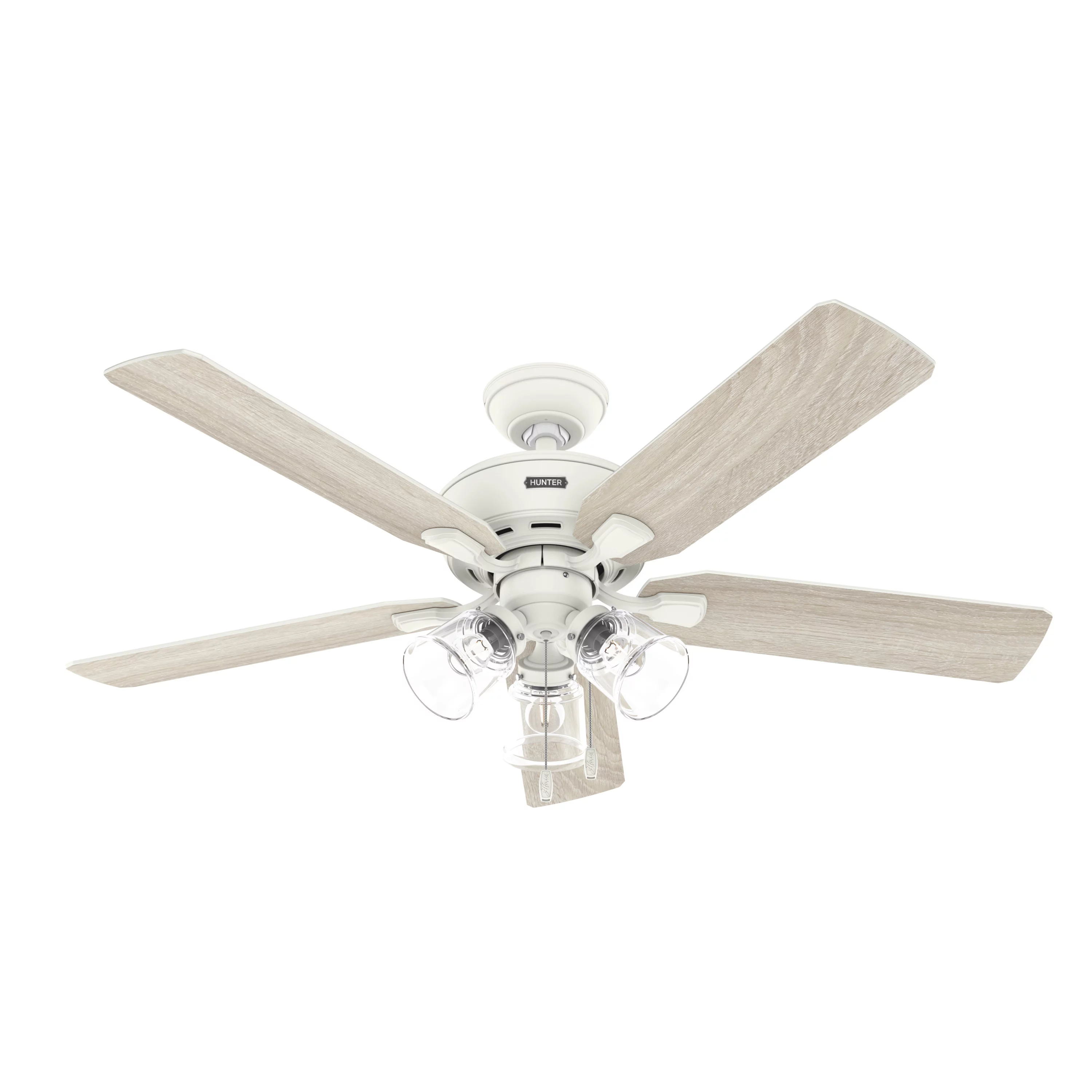 HUNTER - 52344 - Hunter 52 inch Rosner Matte White Ceiling Fan with LED Light Kit and Pull Chain
