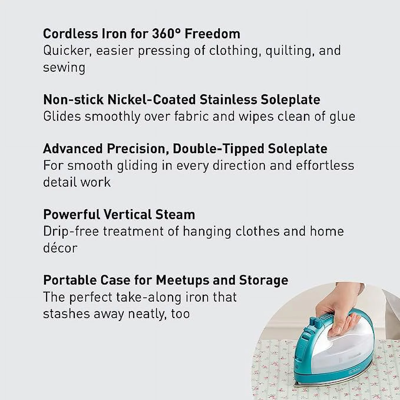 Exclusive Platinum Series Panasonic Cordless 360o Freestyle NI-QL1000G Teal Steam Iron Package!