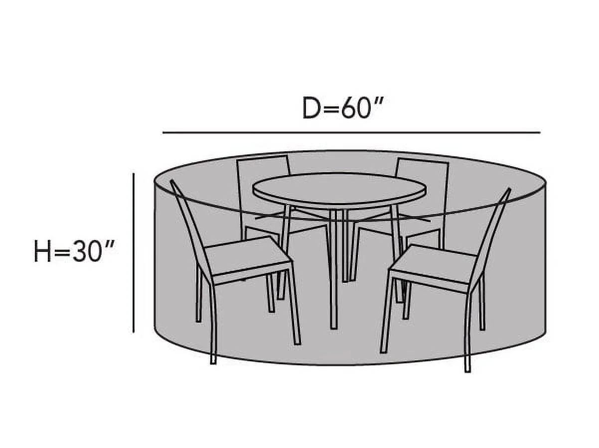 Covermates Round Dining Table/Chair Set Cover - Heavy-Duty Polyester, Weather Resistant, Drawcord Hem, Patio Table Covers, 60DIAMETER x 30H, Ripstop Tan