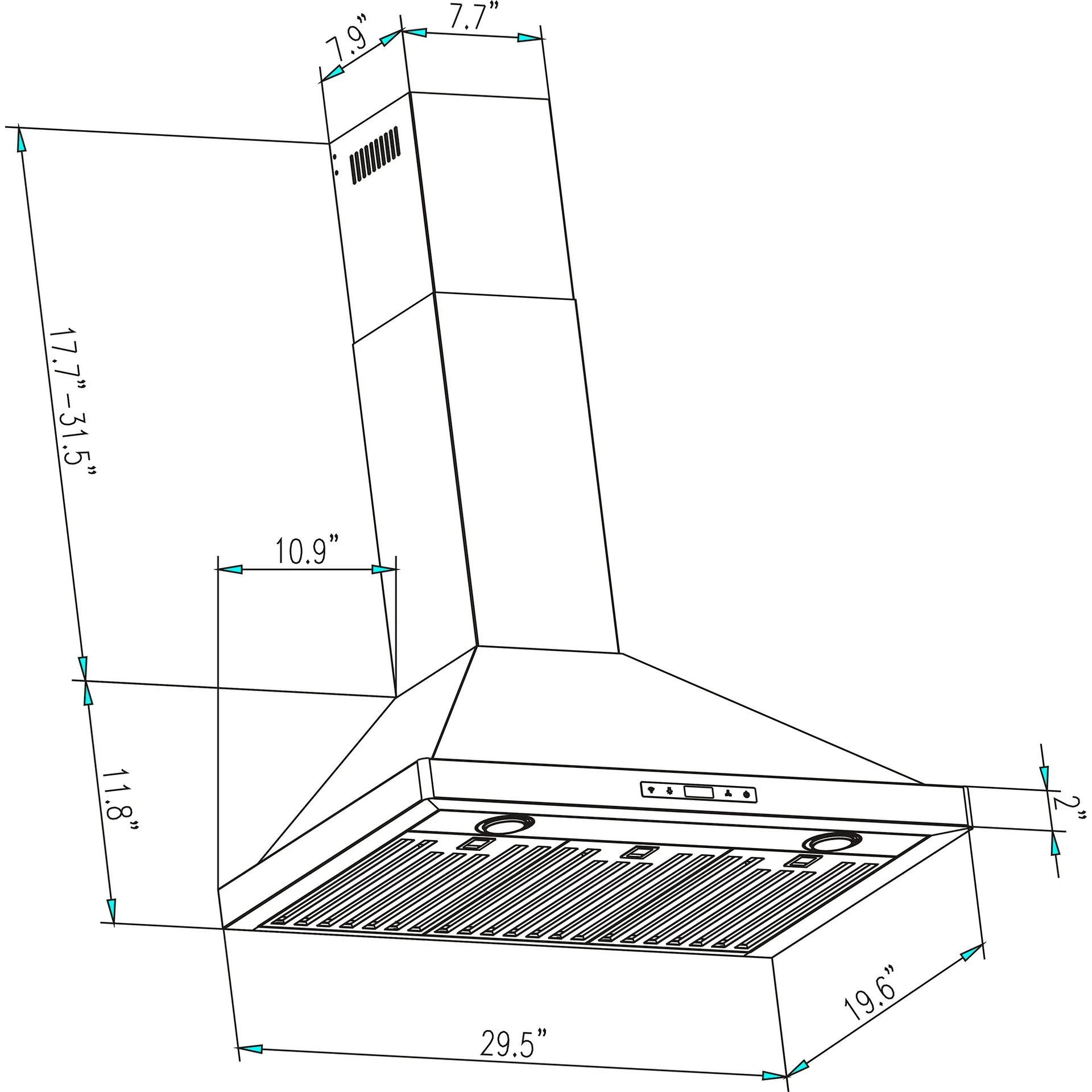Empava 30 inch 380 CFM Convertible Wall Mount Range Hood with Ducted Exhaust Vent - Remote Controls